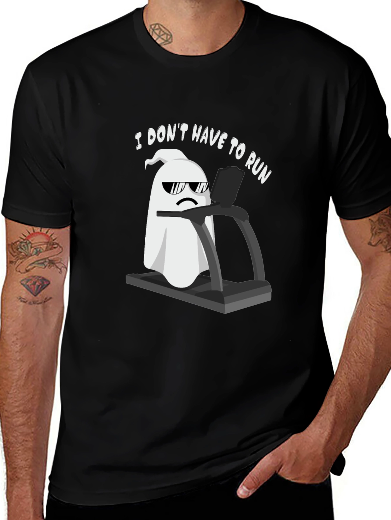 Variant 8 of Funny Ghost Treadmill Graphic T-Shirt