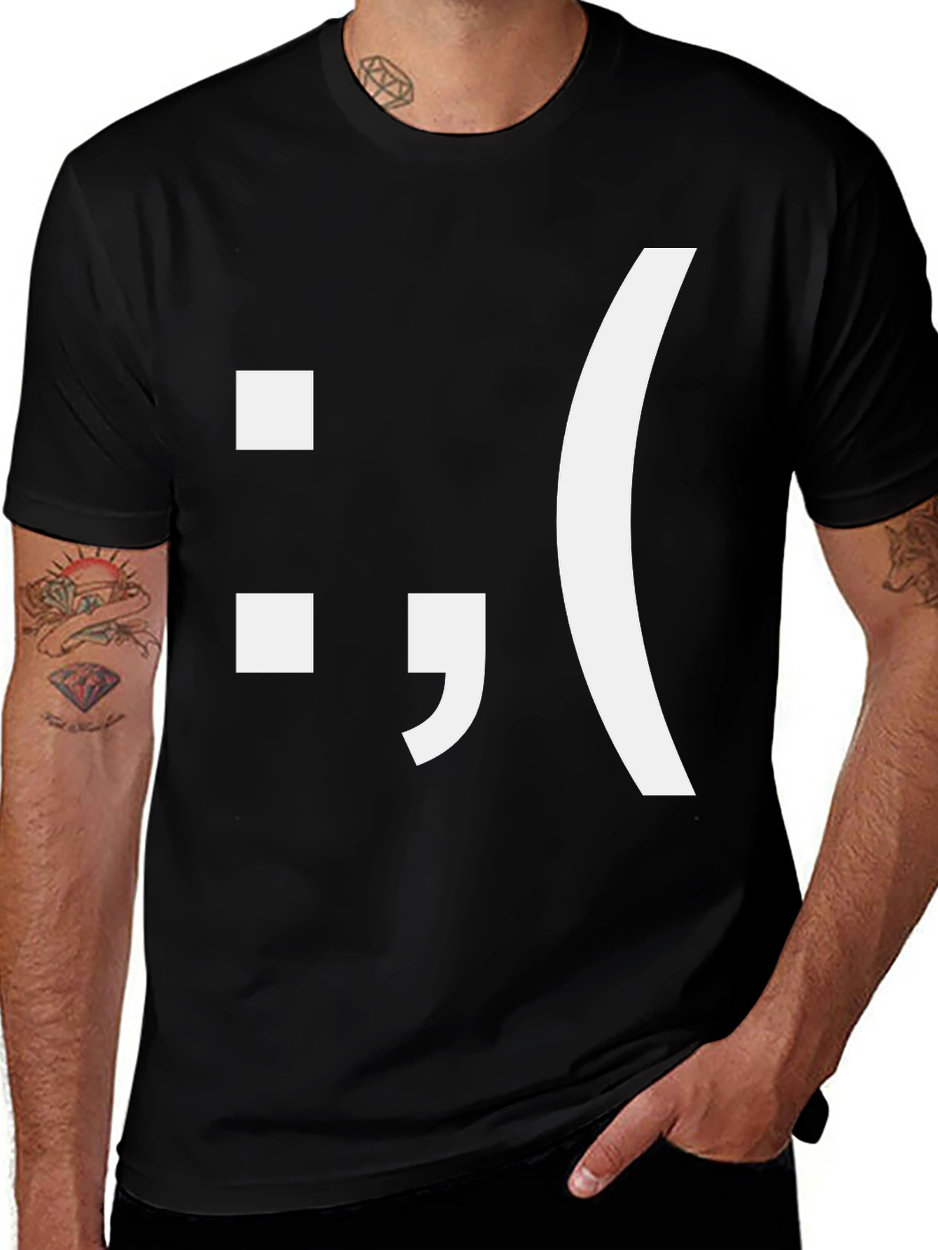 Variant 13 of Sad Face T-Shirt - Black Graphic Tee