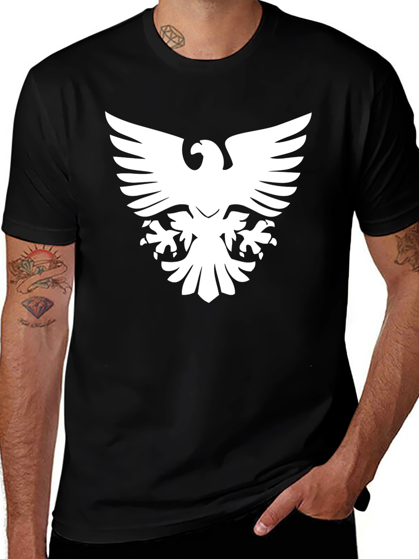 Variant 18 of Black T-Shirt with Bold Eagle Graphic
