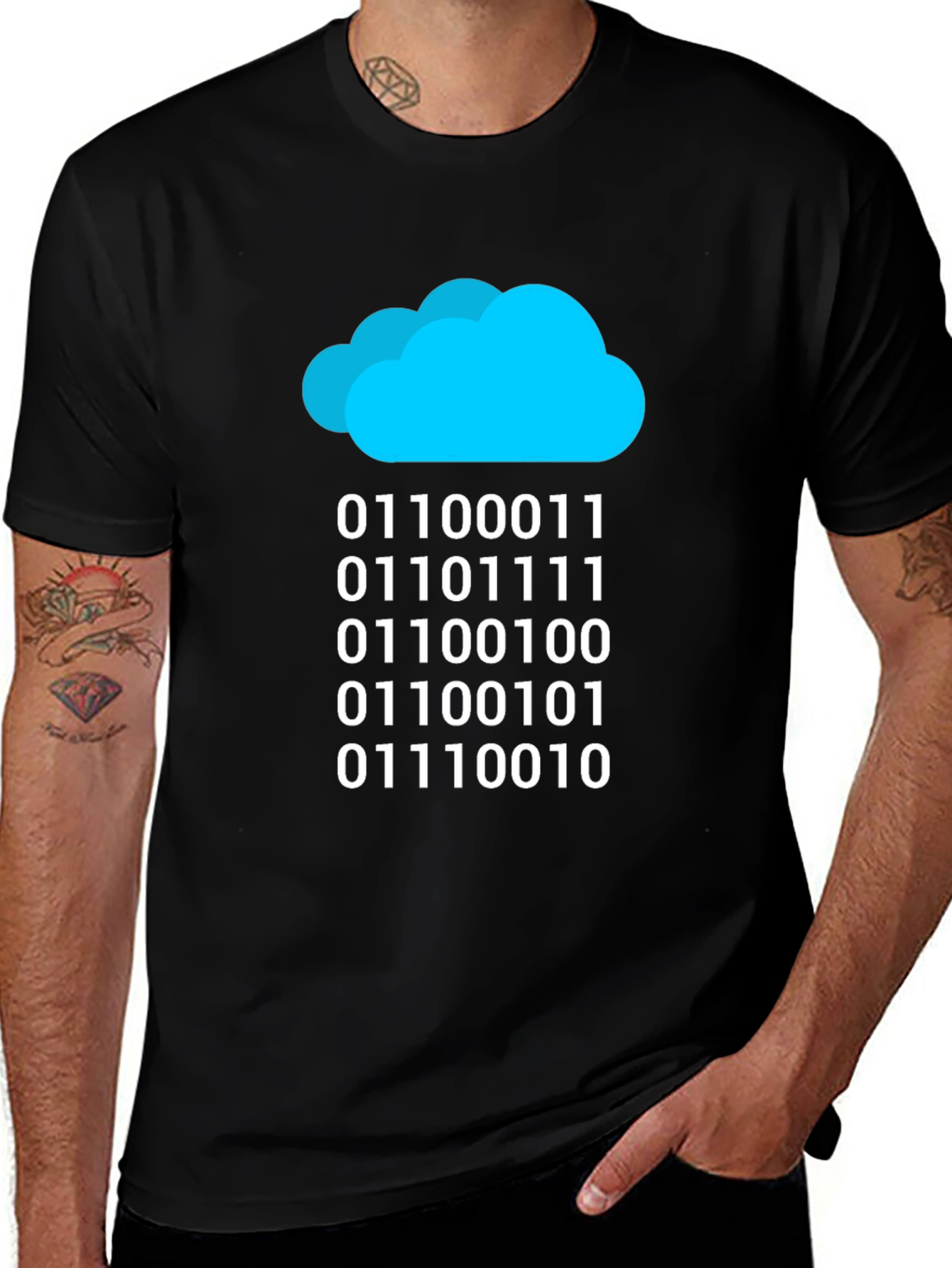 Cloud Binary Code T-Shirt - Data Geek Style