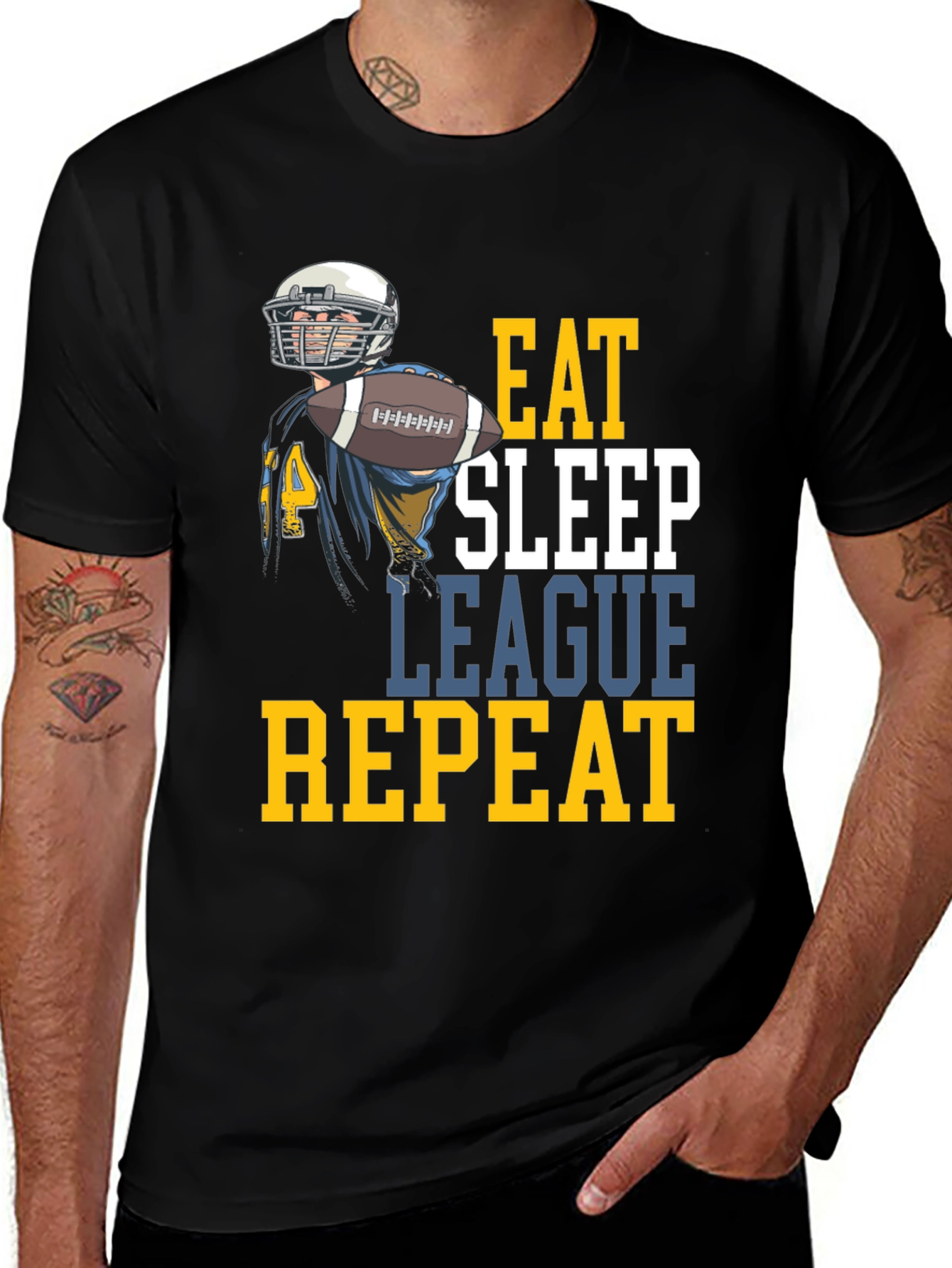 Variant 13 of Eat Sleep League Repeat Football T-Shirt