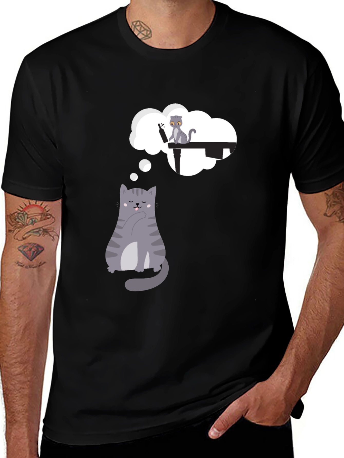 Variant 17 of Dreaming Cat T-Shirt - Playful Graphic Tee