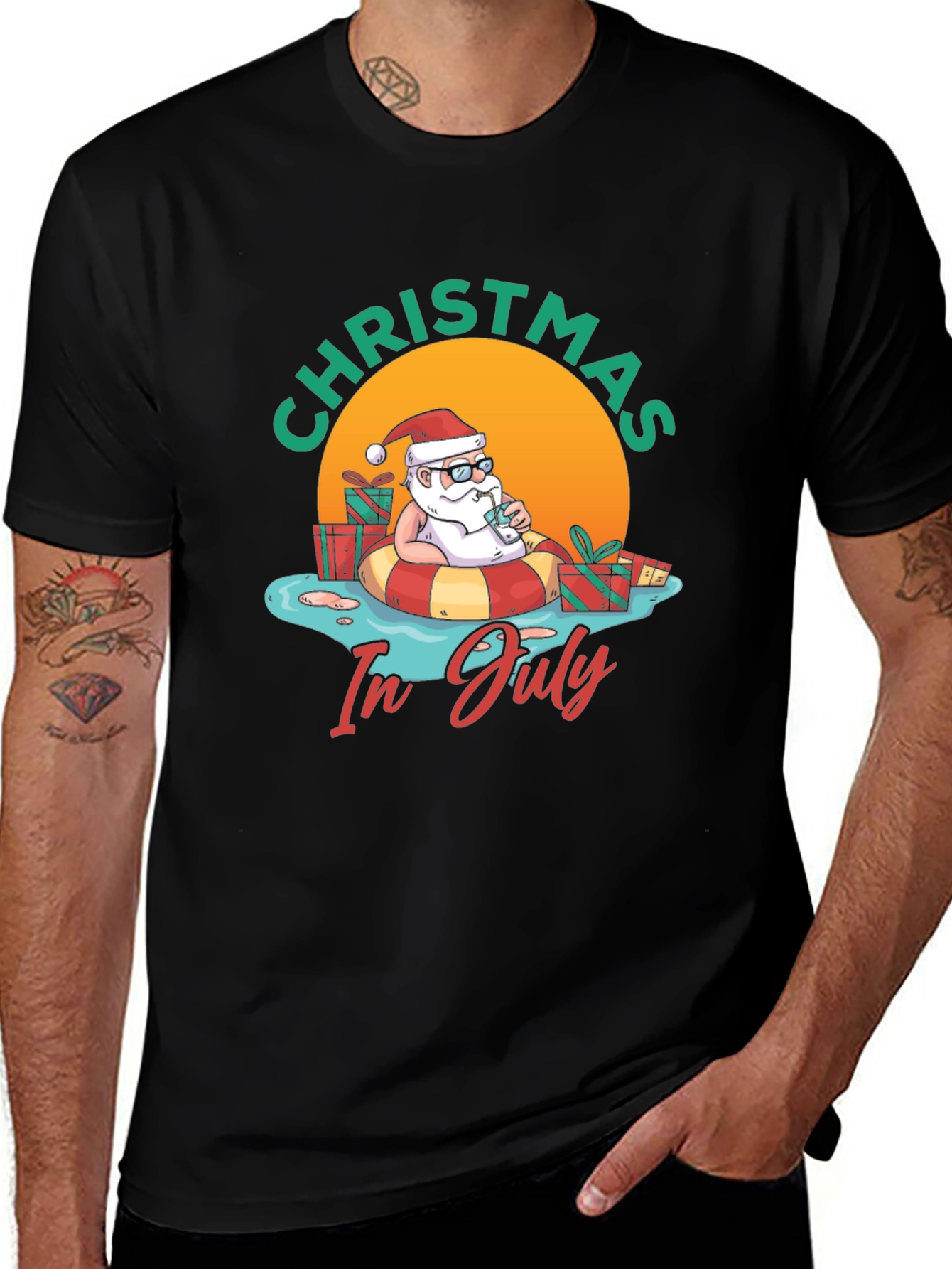 Christmas in July T-Shirt - Santa Pool Party