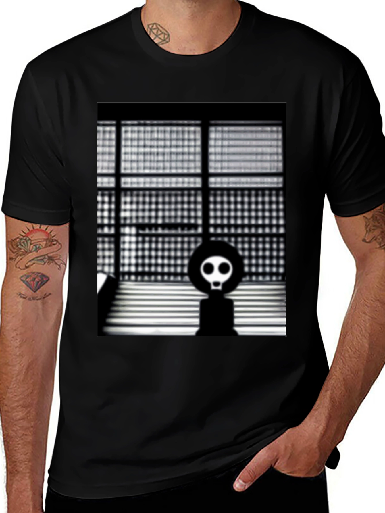 Variant 6 of Modern Art T-Shirt - Geometric Skull Design