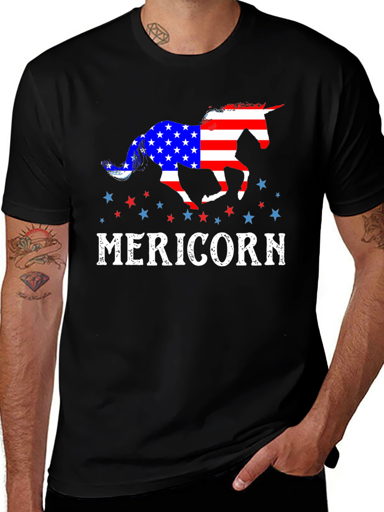 MERICORN Patriotic USA Flag Graphic Tee