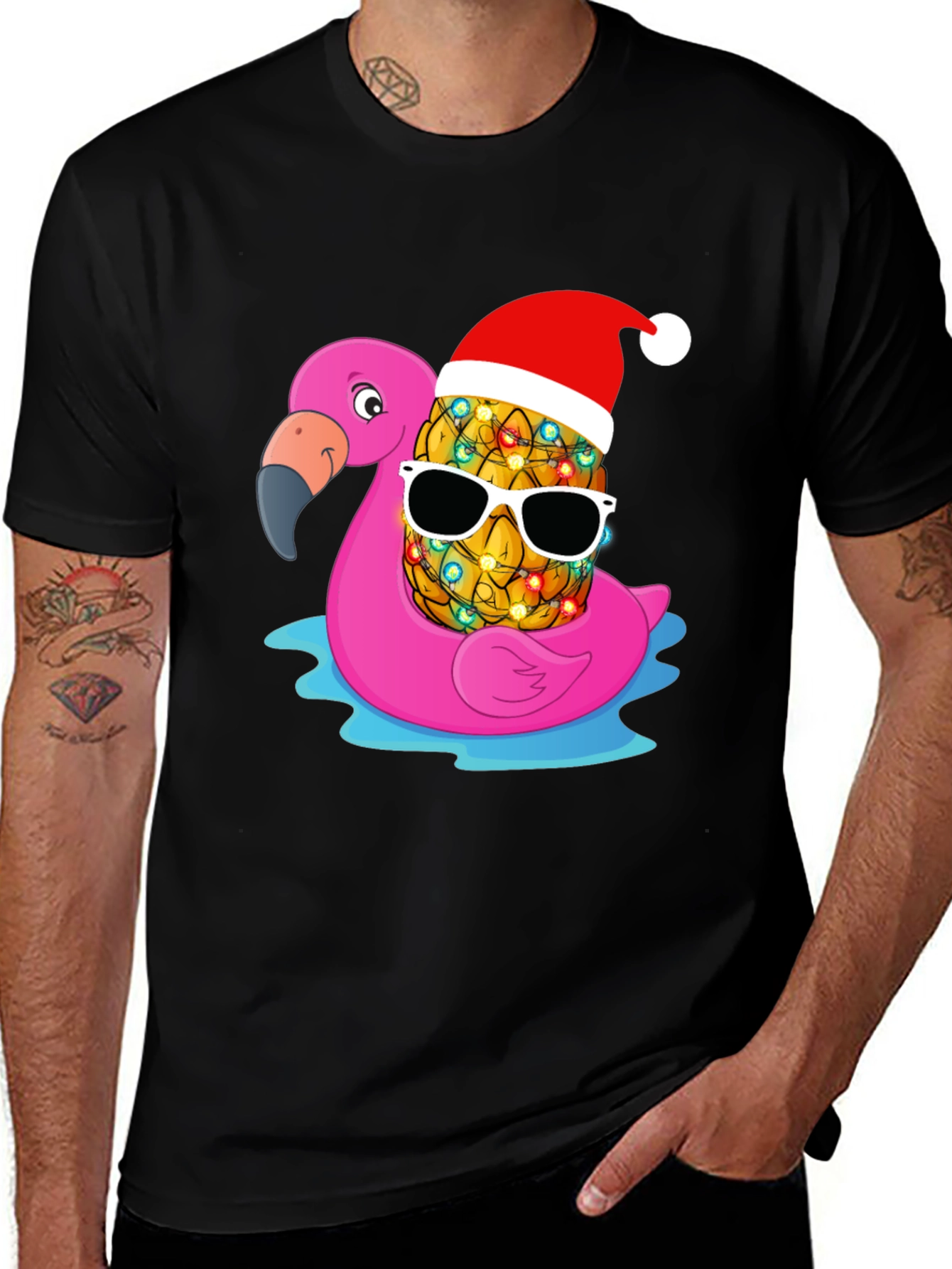 Variant 4 of Festive Pineapple Flamingo T-Shirt