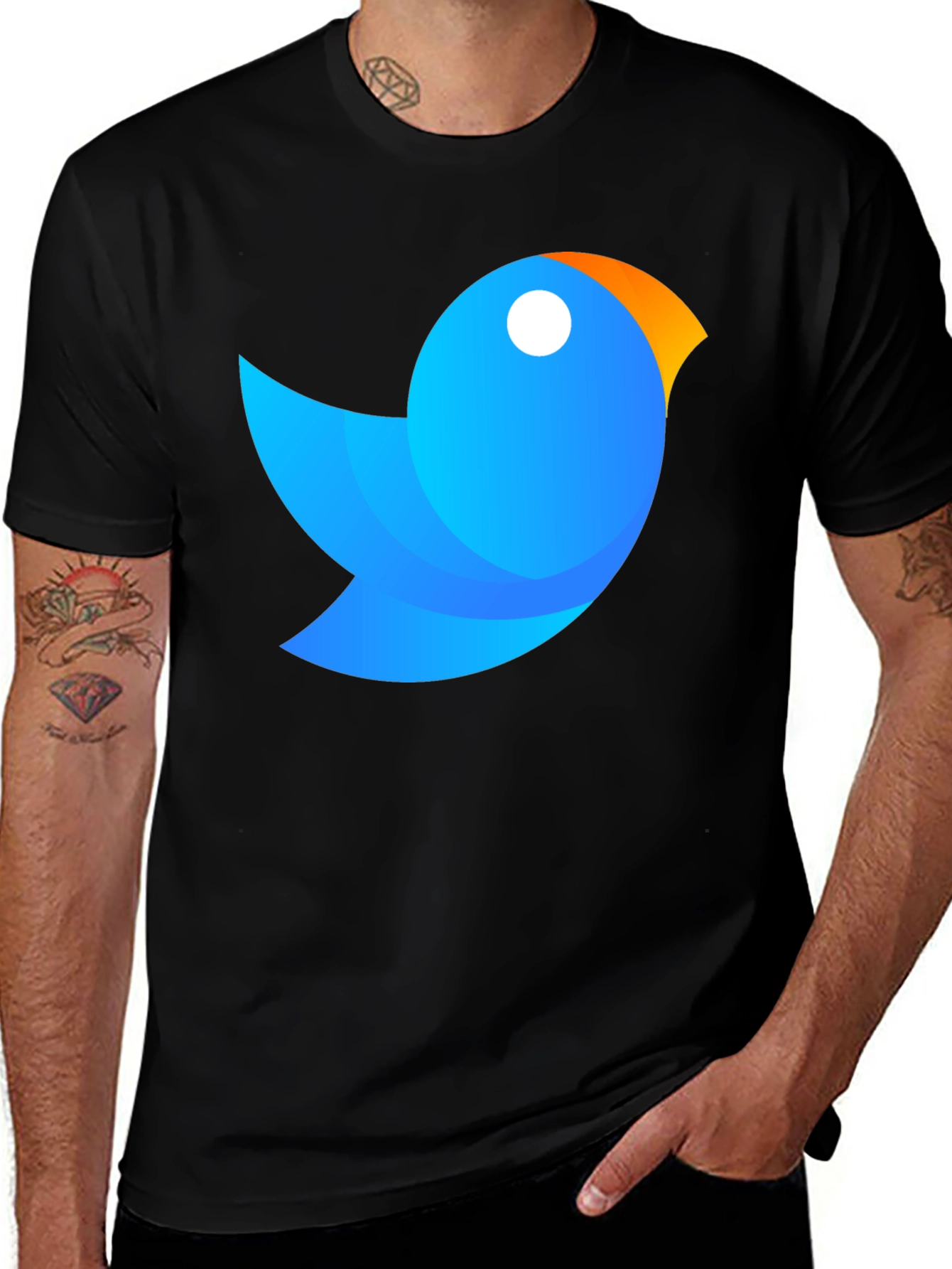 Twitter Bird Graphic Black Tee - Trendy Social Media Shirt