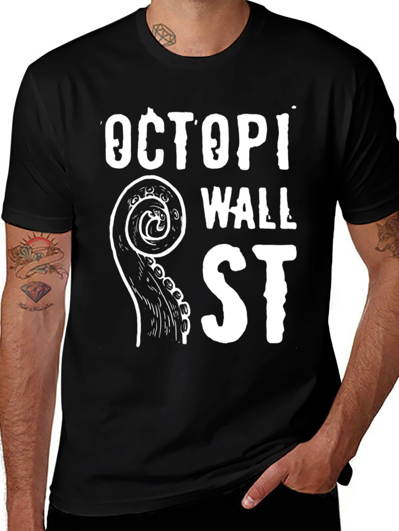 Octopi Wall St. Black T-Shirt
