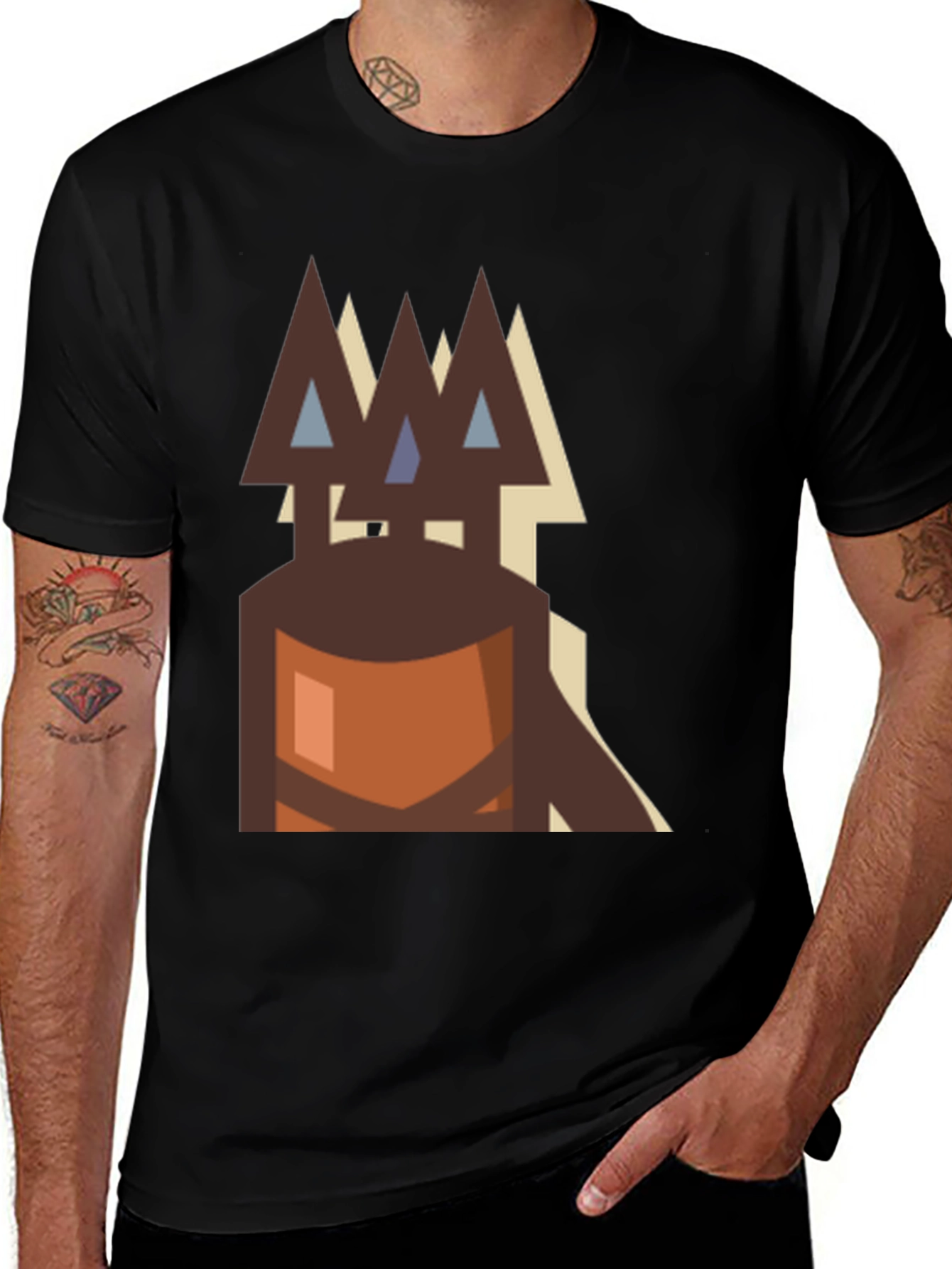 Variant 2 of Abstract Forest T-Shirt - Geometric Tree Design