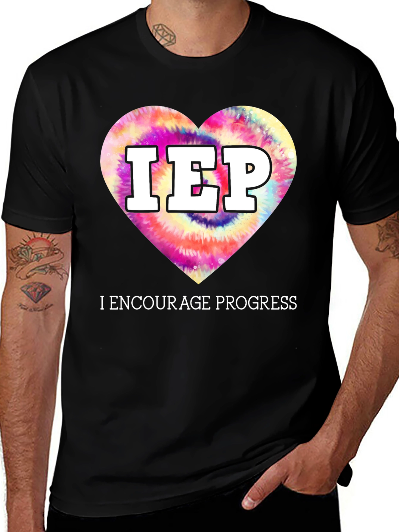 IEP I Encourage Progress T-Shirt - Tie Dye Heart