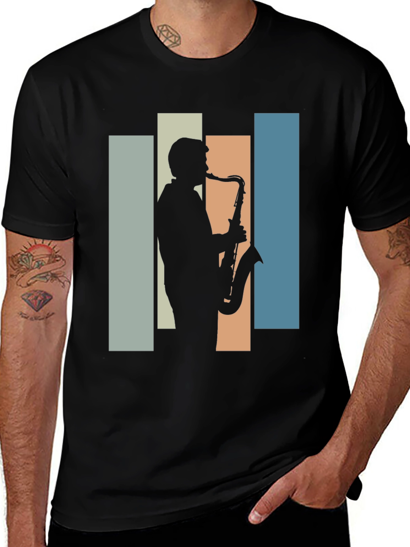 Variant 22 of Saxophone Player Graphic T-Shirt - Retro Style