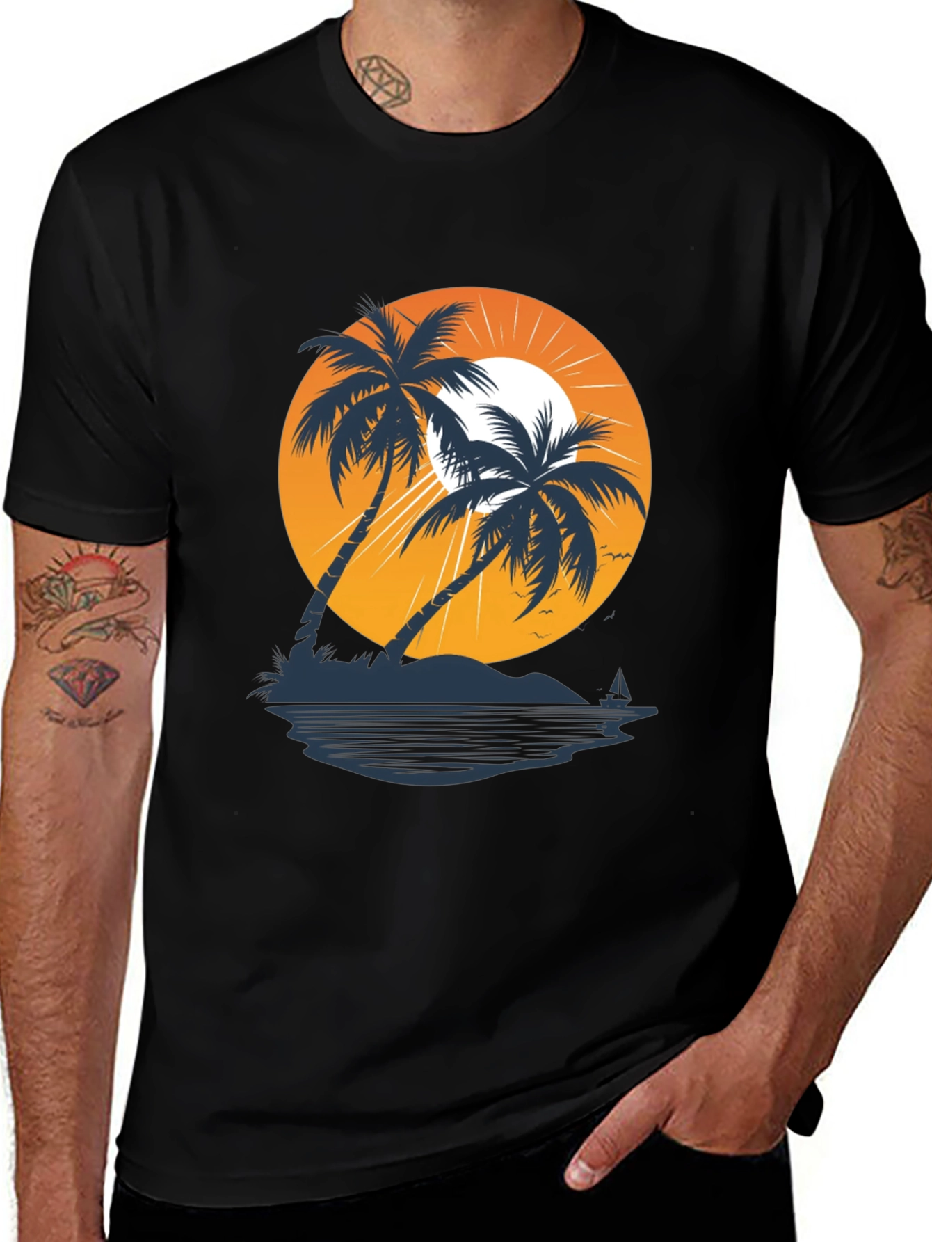 Sunset Palm Tree Graphic T-Shirt