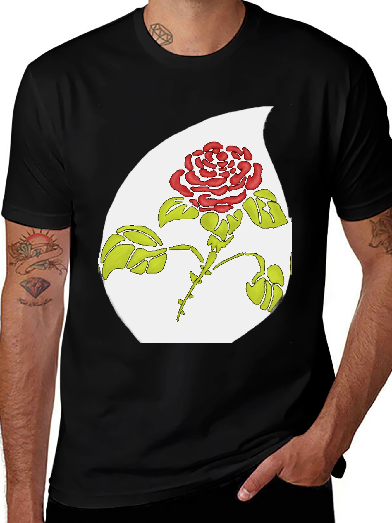 Variant 5 of Rose Graphic Black T-Shirt