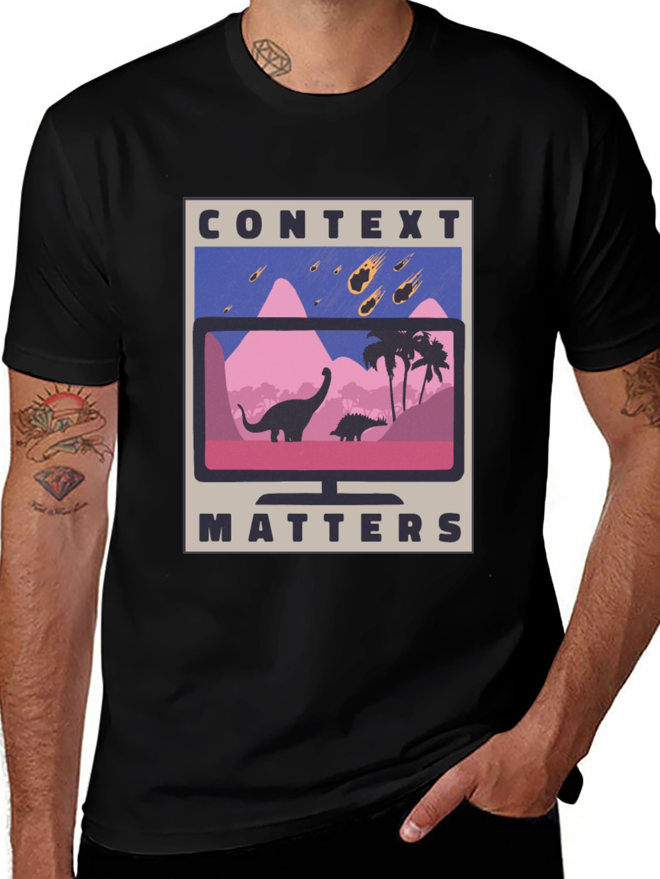 Context Matters Dinosaur Meteor Graphic T-Shirt