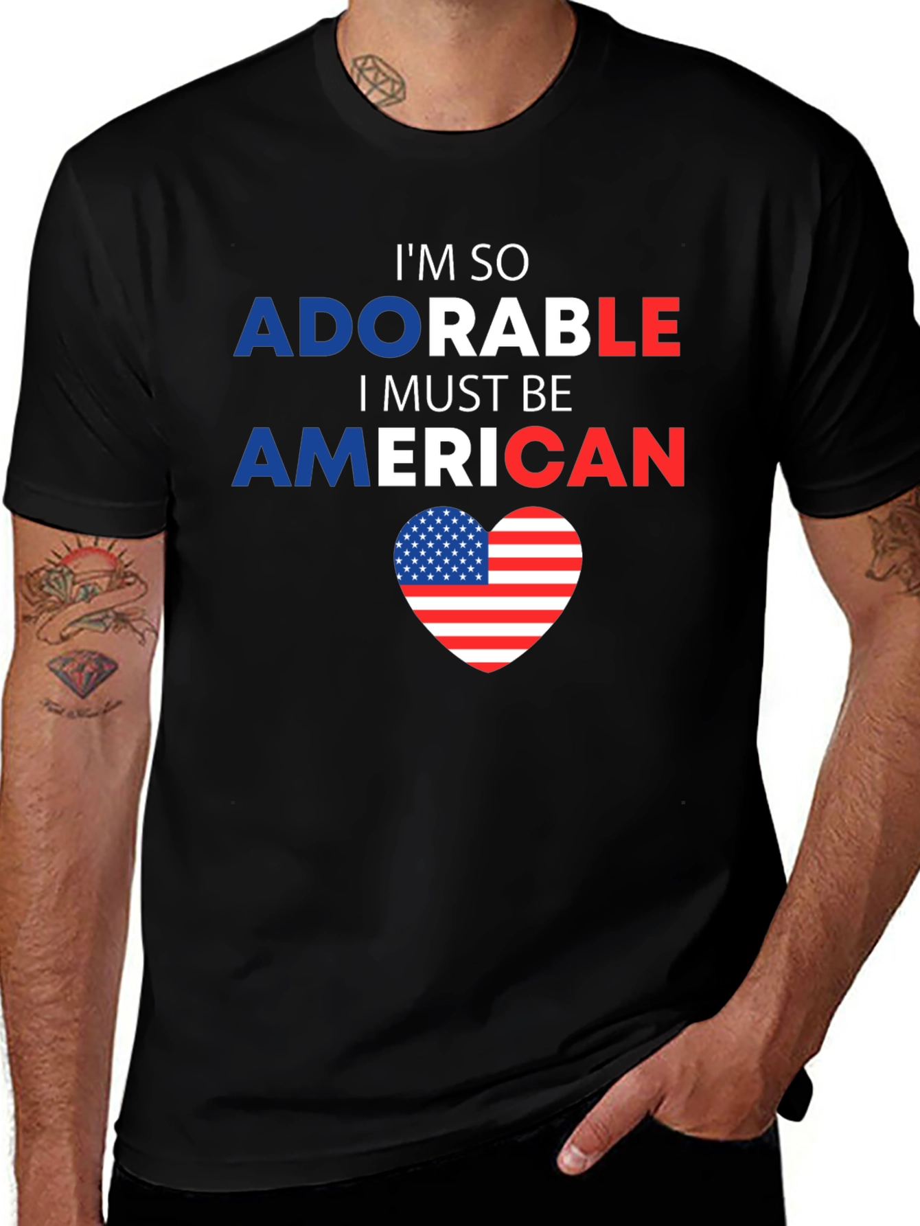 Adorable American Flag Heart Graphic Tee
