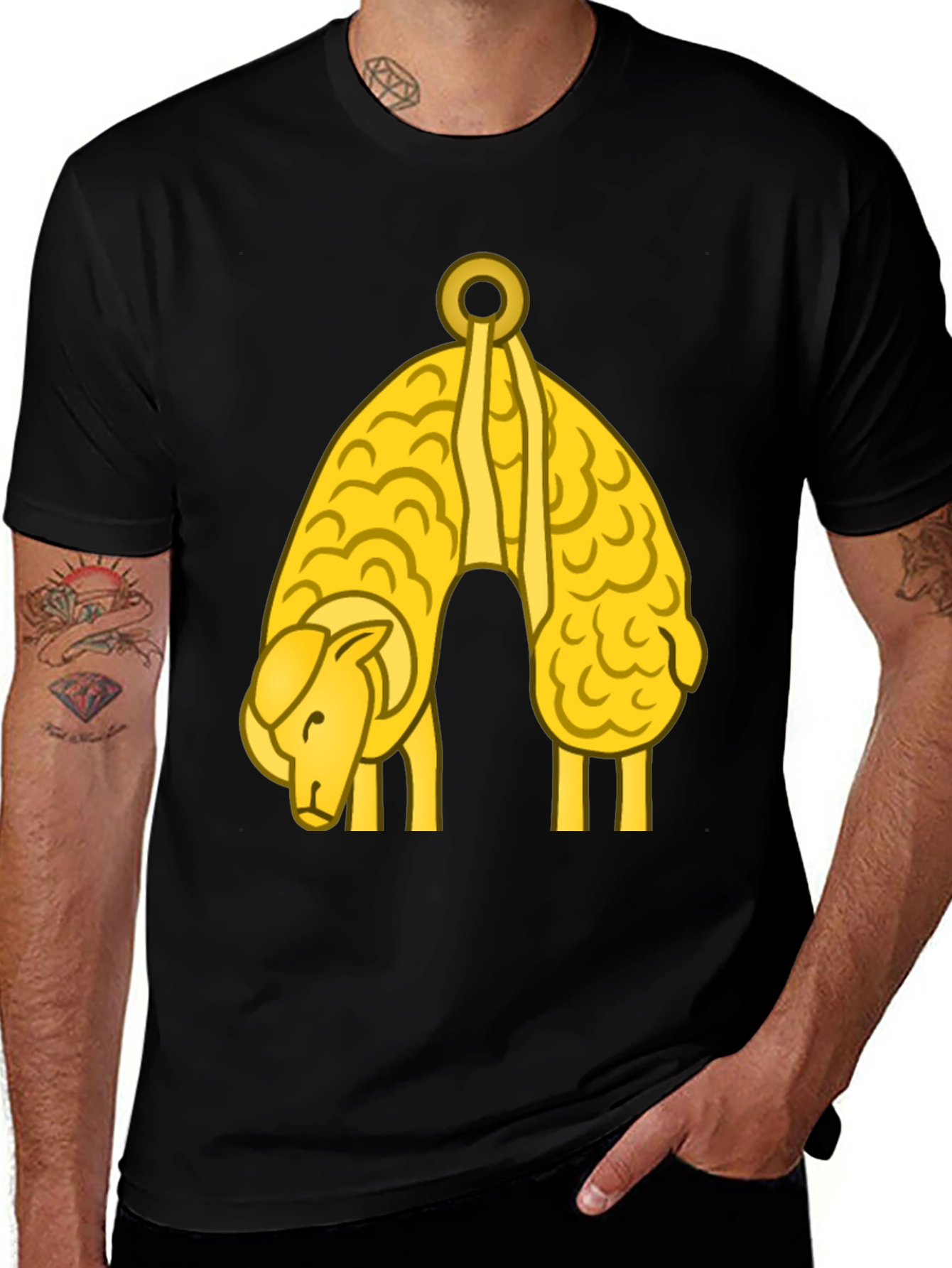 Variant 6 of Golden Hanging Sheep Graphic T-Shirt