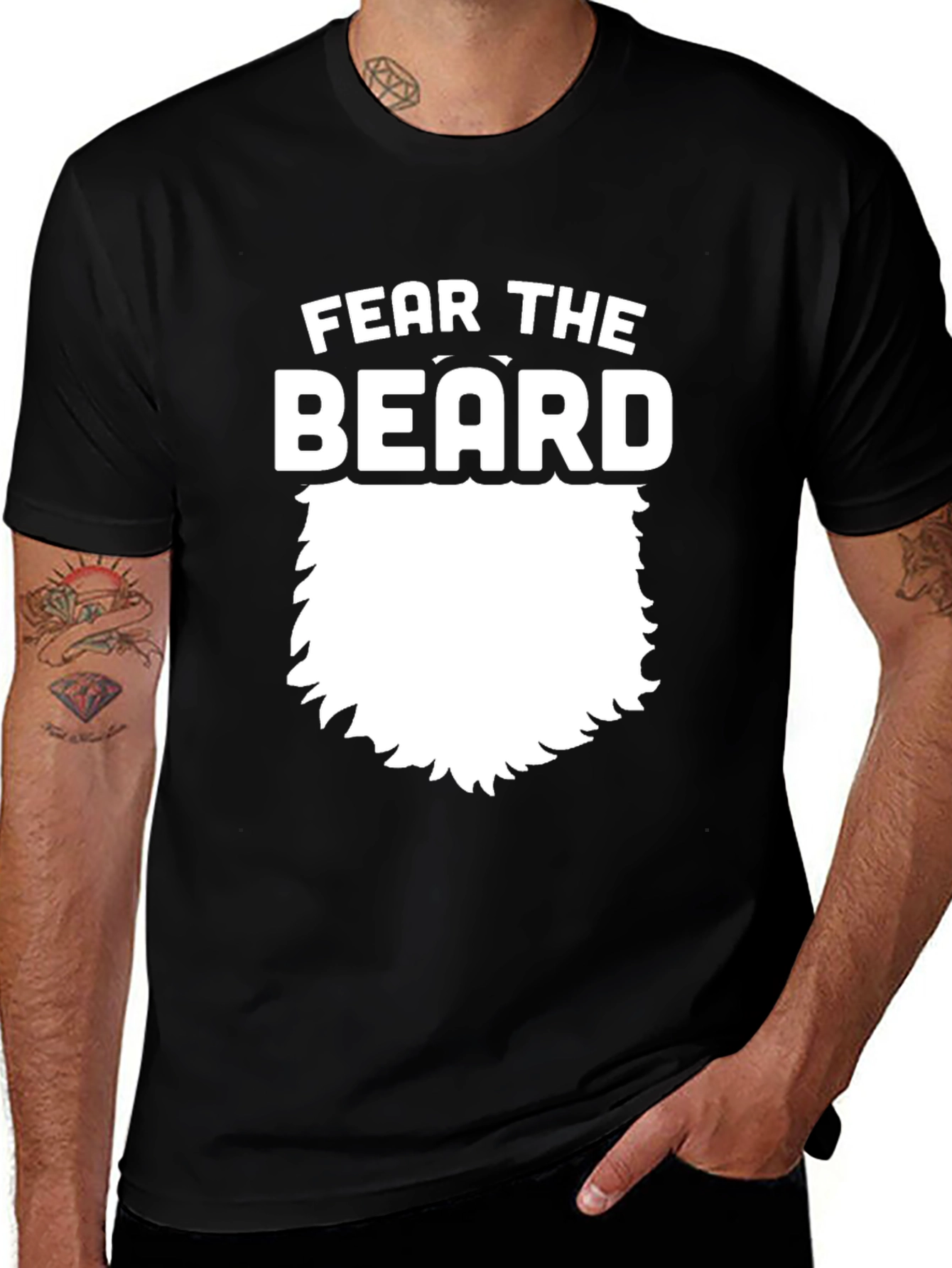Variant 21 of Fear The Beard Graphic Tee - Black Cotton T-Shirt
