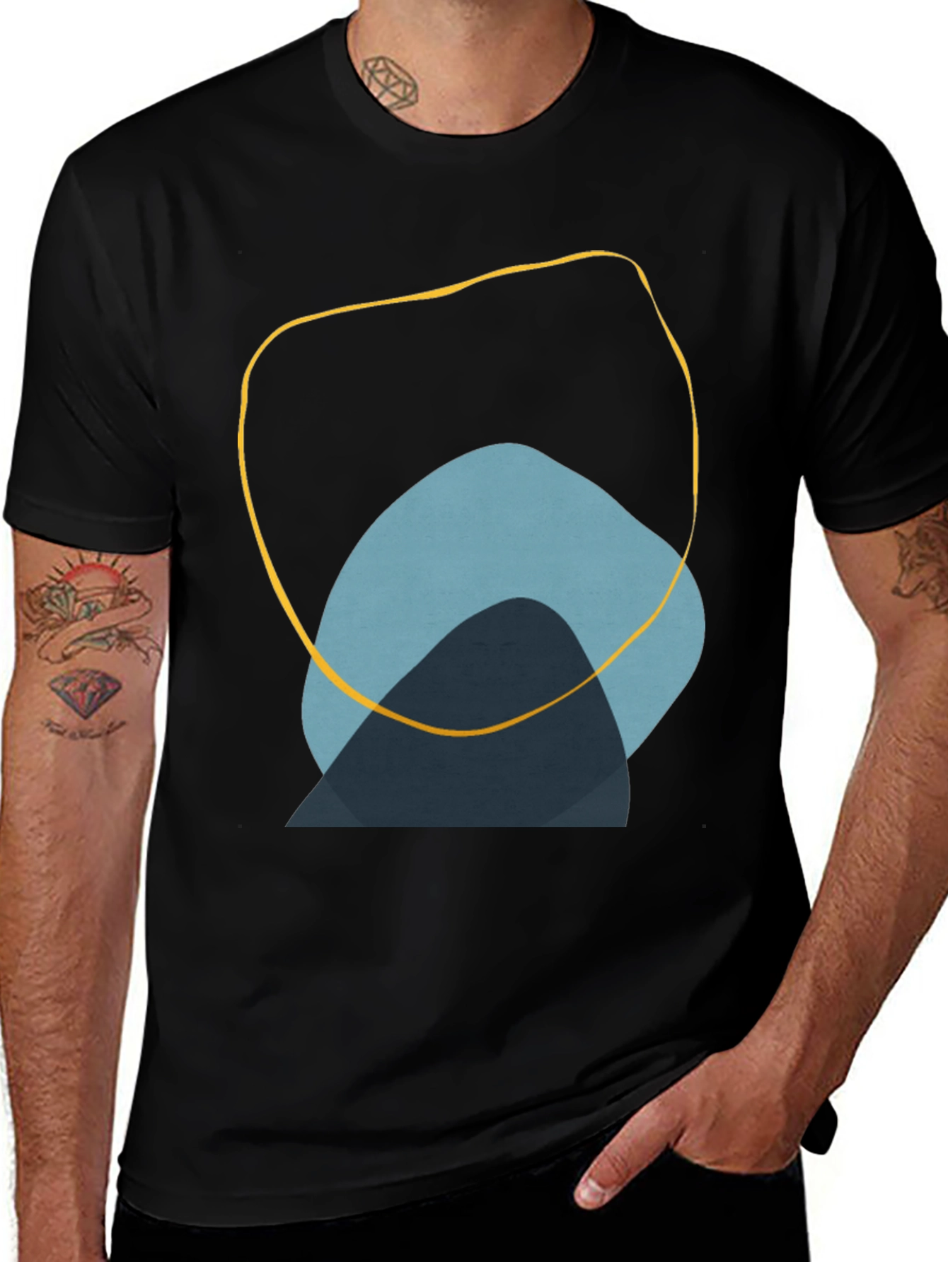 Variant 20 of Abstract Graphic Print Black T-Shirt