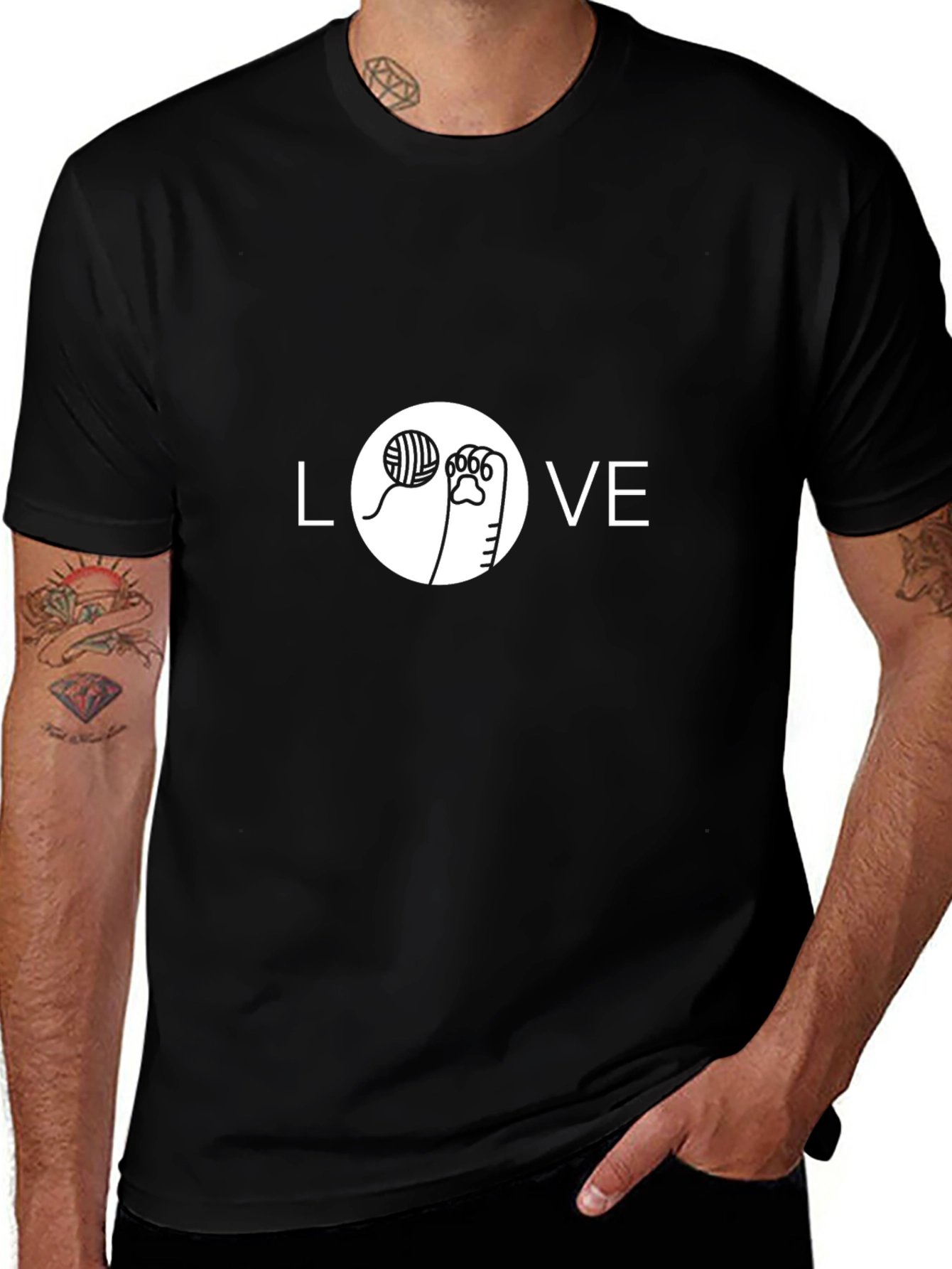 Variant 2 of LOVE Cat Paw Print T-Shirt - Black
