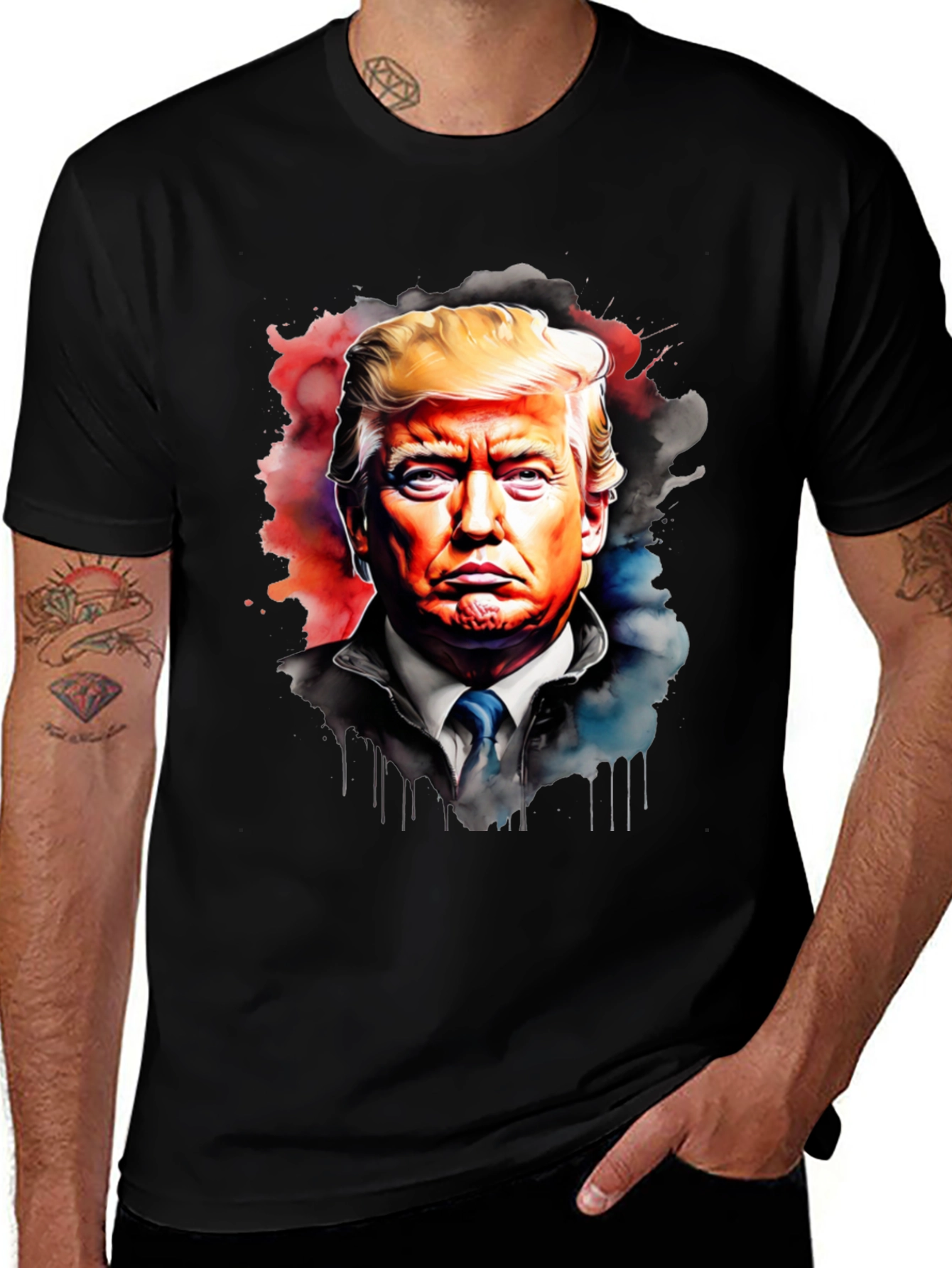 Variant 21 of Trump Watercolor Graphic Tee - Political Art Shirt