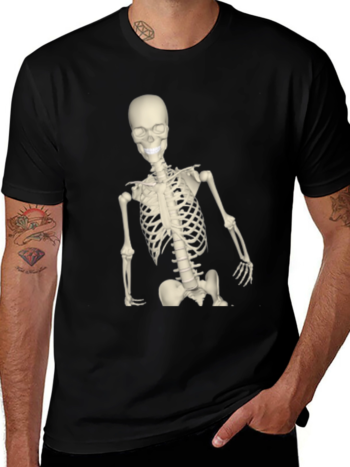 Variant 25 of Skeleton Graphic Tee - Black Cotton Blend