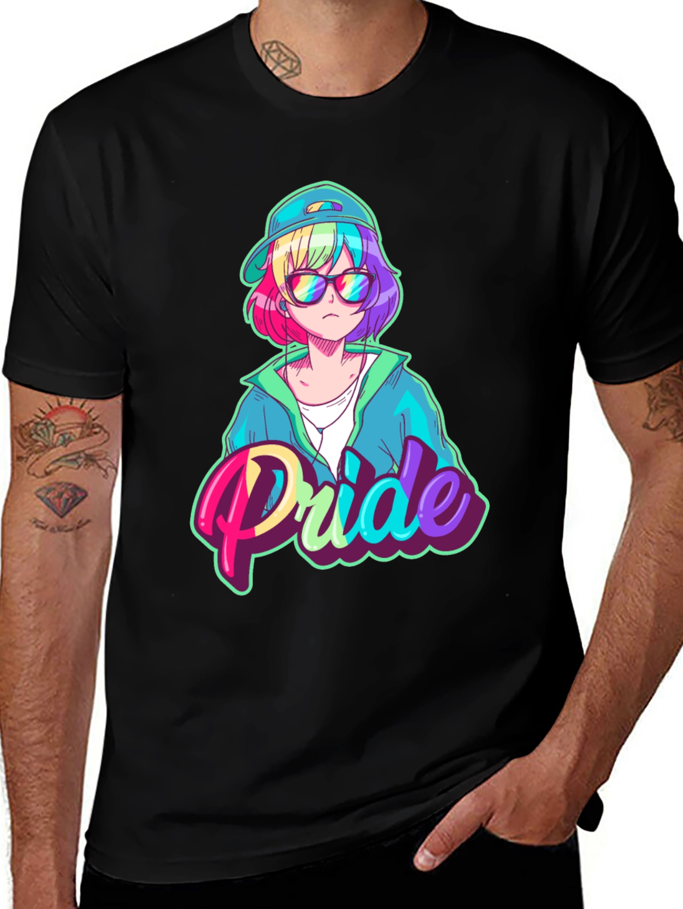 Variant 8 of Pride Anime Tee - Rainbow Graphic Print