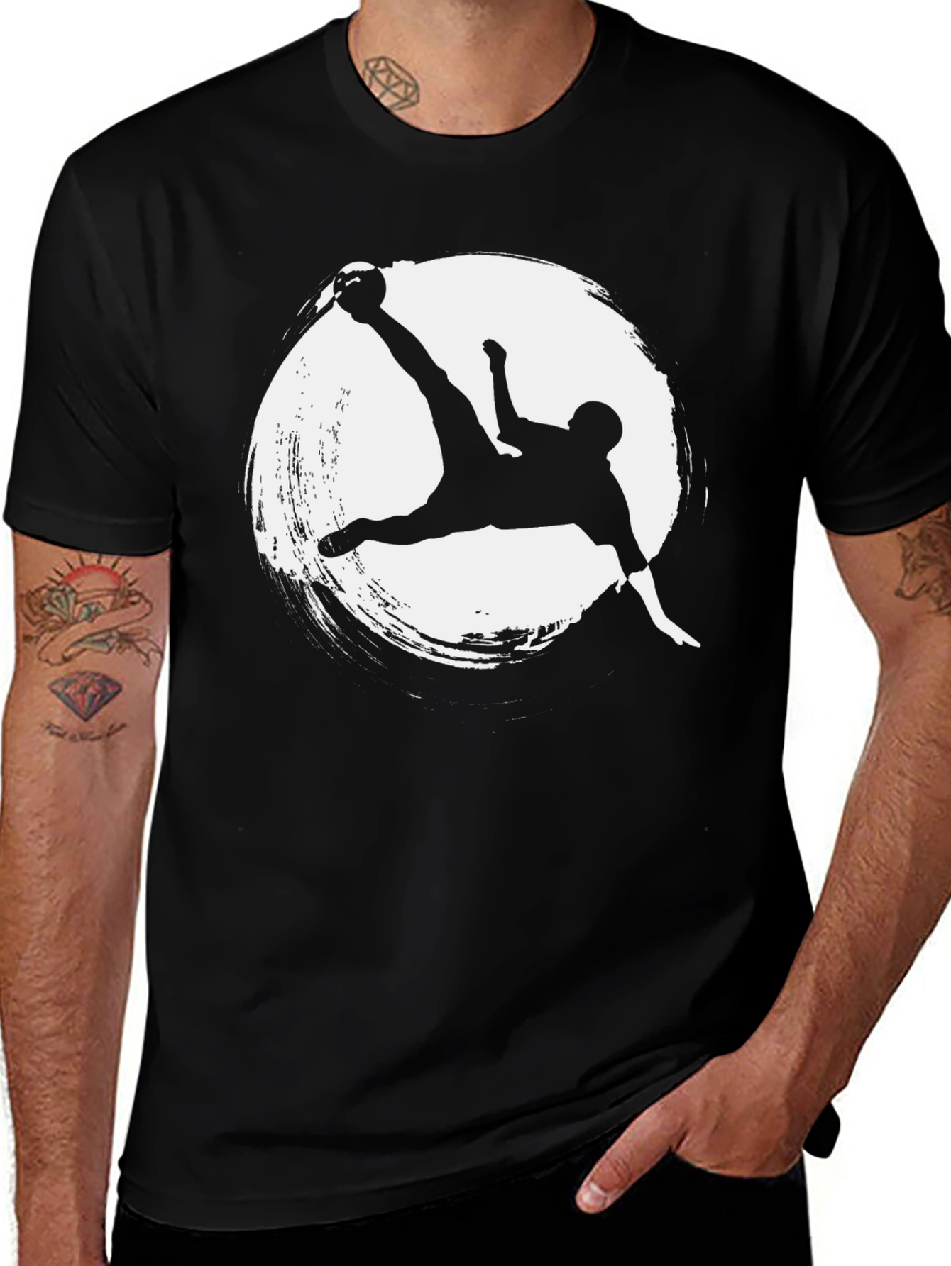 Variant 24 of Soccer Kick Graphic Tee - Stylish Men's Black T-Shirt