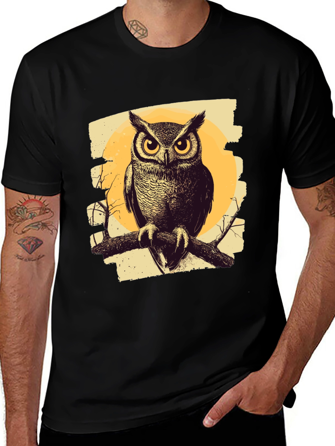 Variant 14 of Owl on Branch Graphic Tee - Nature Lover's T-Shirt