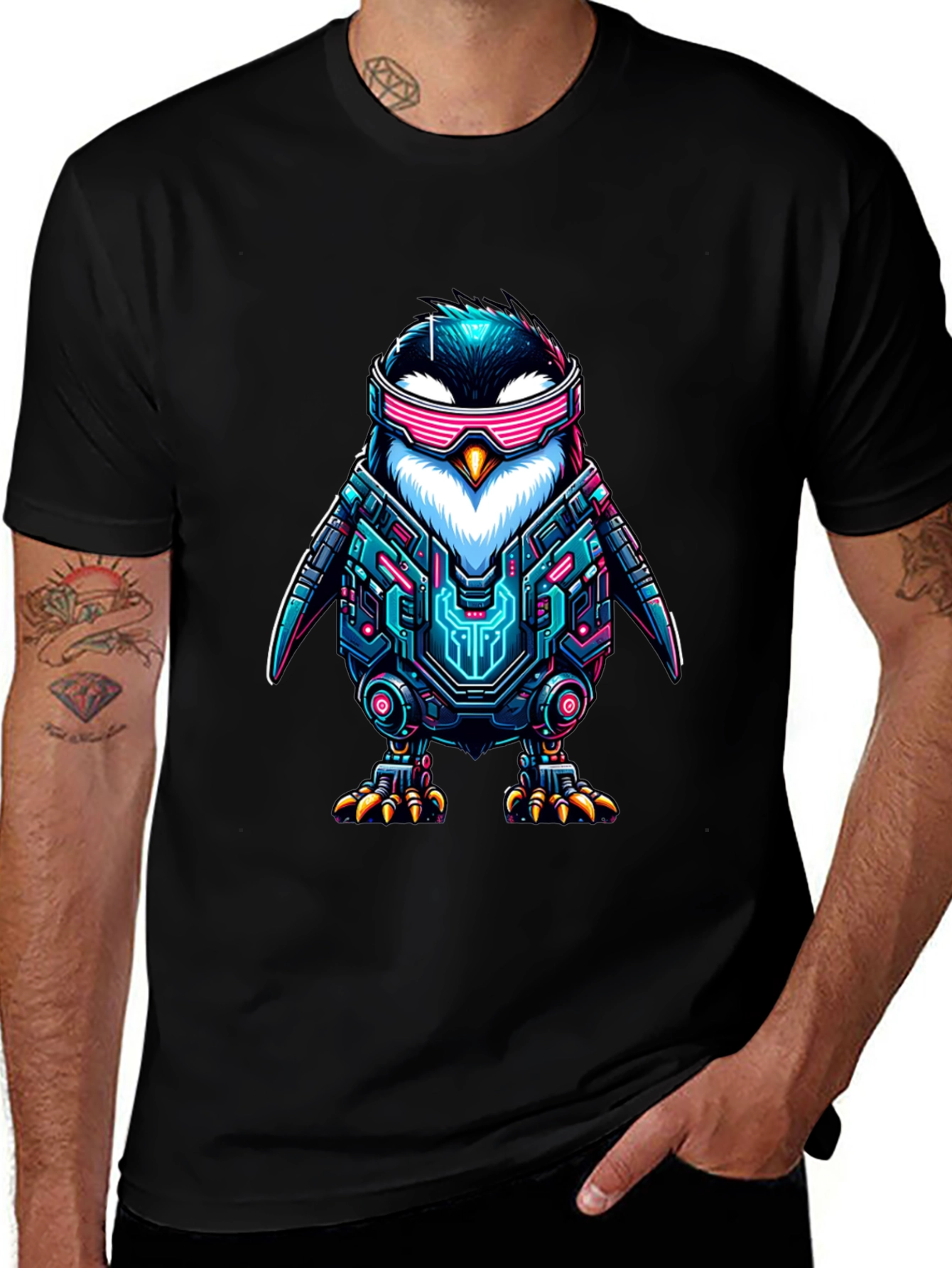 Variant 19 of Cyber Penguin T-Shirt - Sci-Fi Style