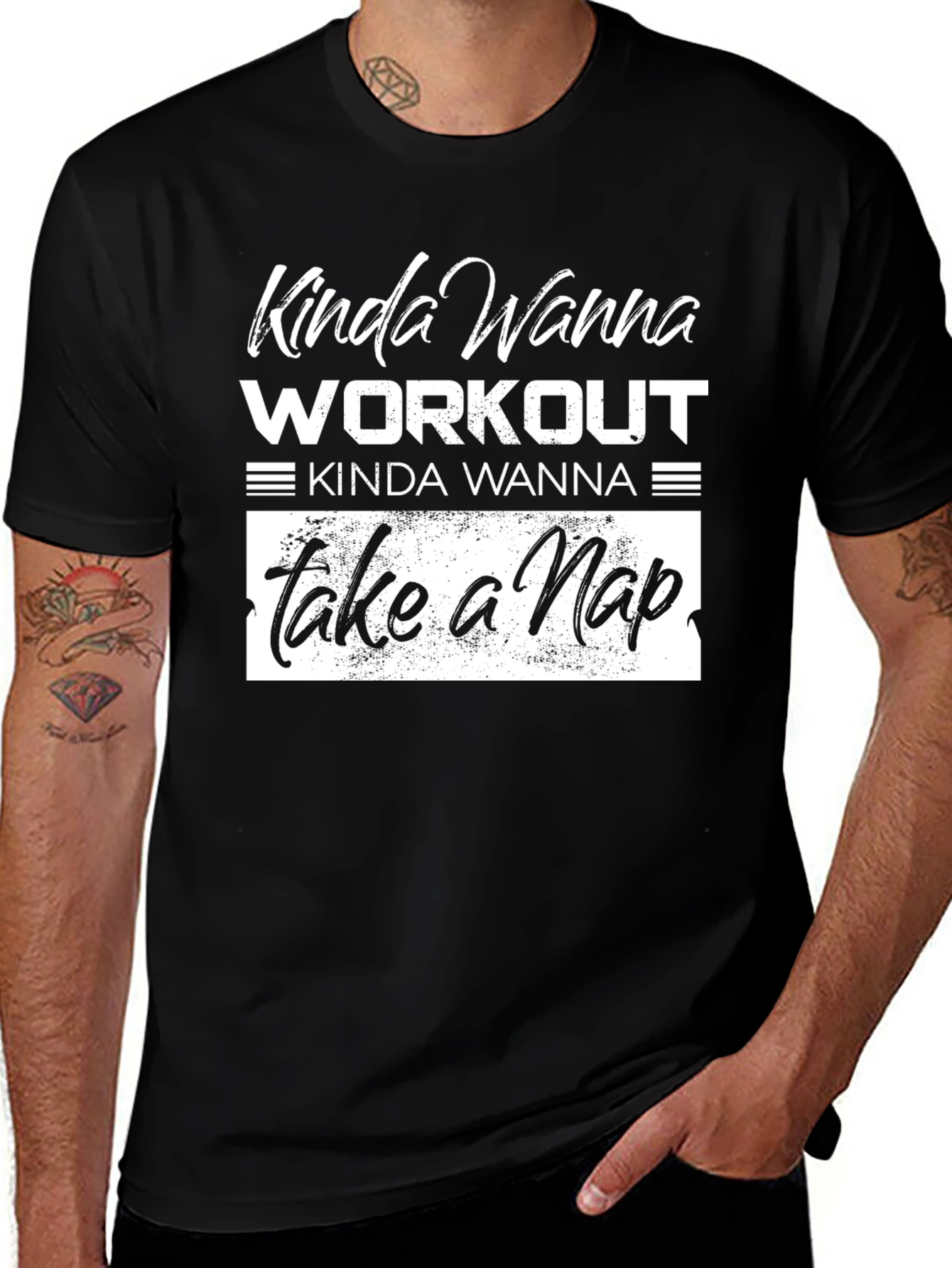 Variant 10 of Funny Workout Nap T-Shirt - "Kinda Wanna Workout"