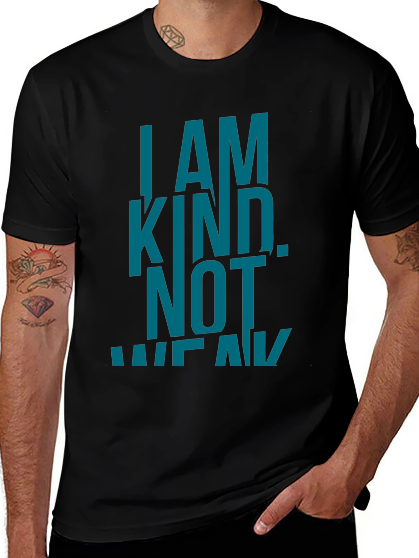 Variant 6 of I AM KIND. NOT WEAK. Black Graphic T-Shirt