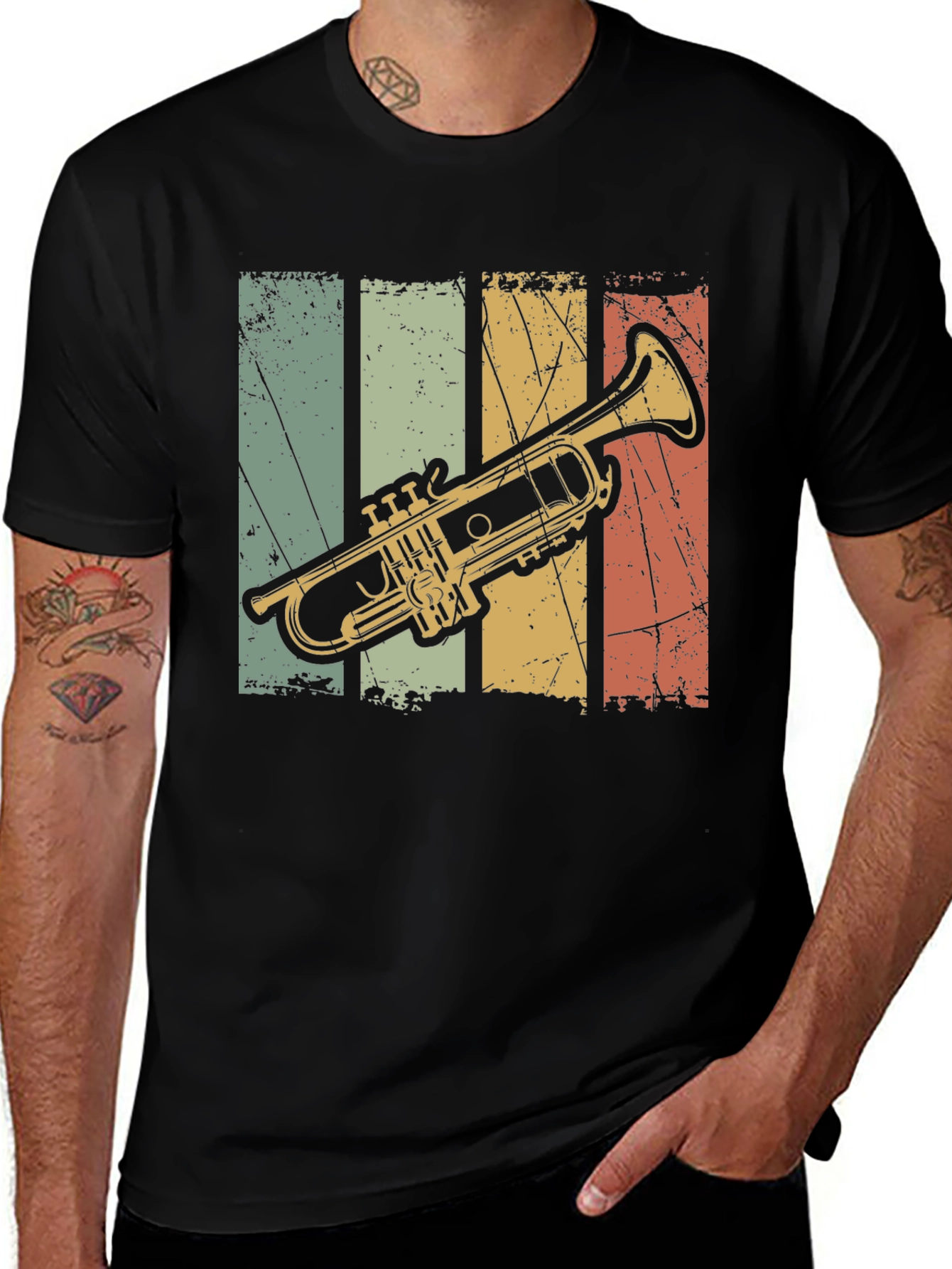 Variant 5 of Vintage Trumpet Graphic T-Shirt - Musician Style