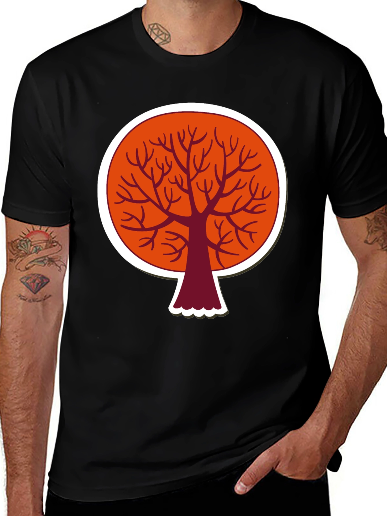 Variant 27 of Abstract Tree Graphic T-Shirt - Modern Round Design