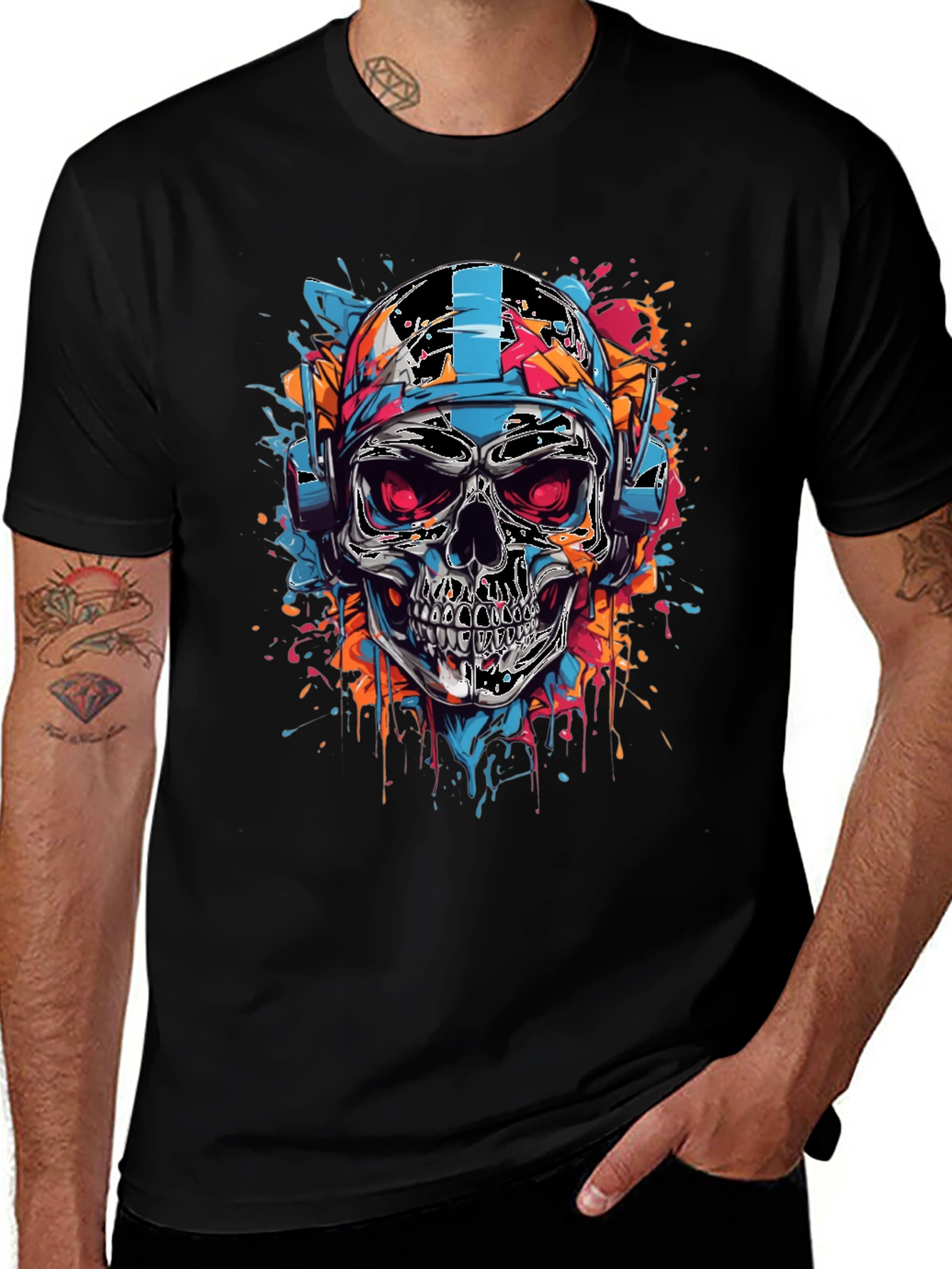 Variant 16 of Skull Graphic Print Black T-Shirt