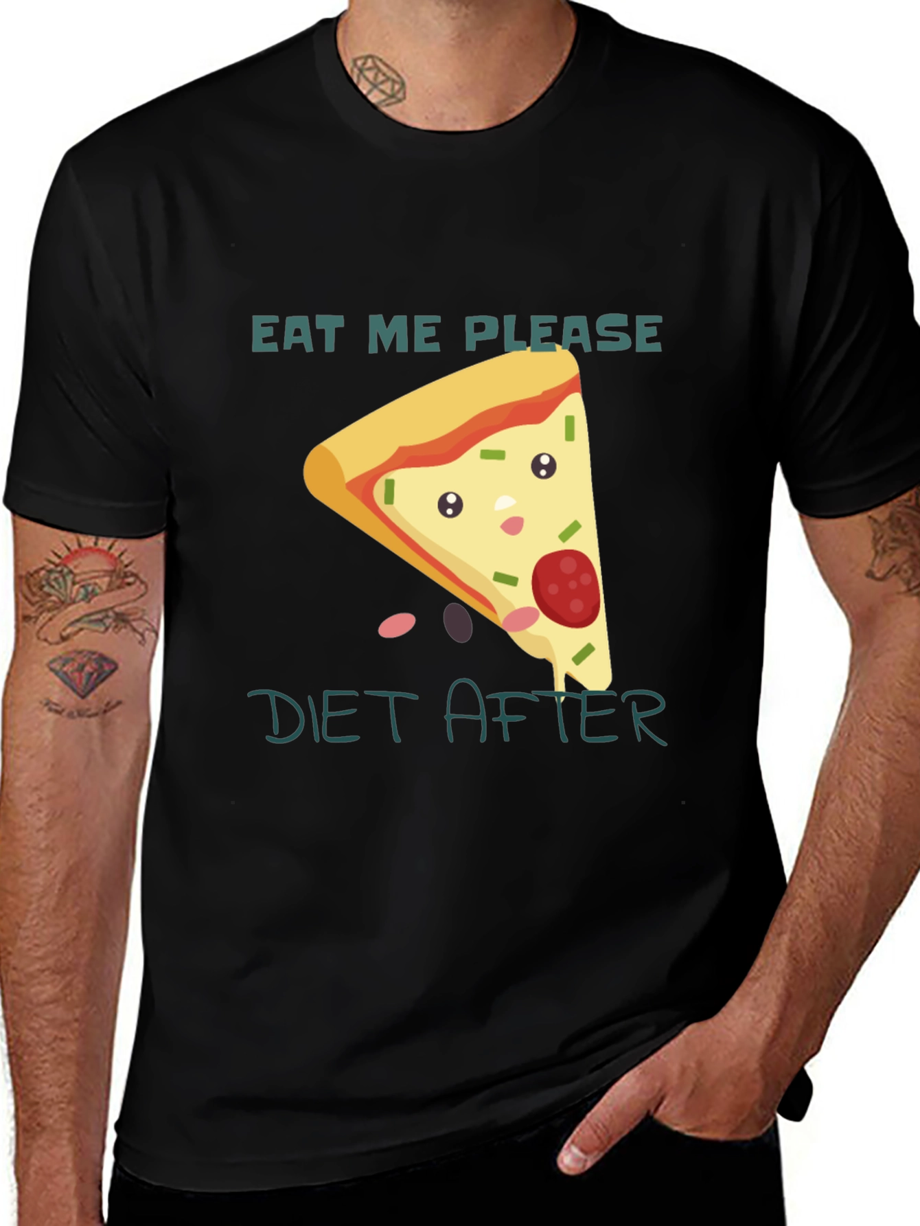 Variant 15 of Eat Me Please, Diet After Pizza Graphic Tee