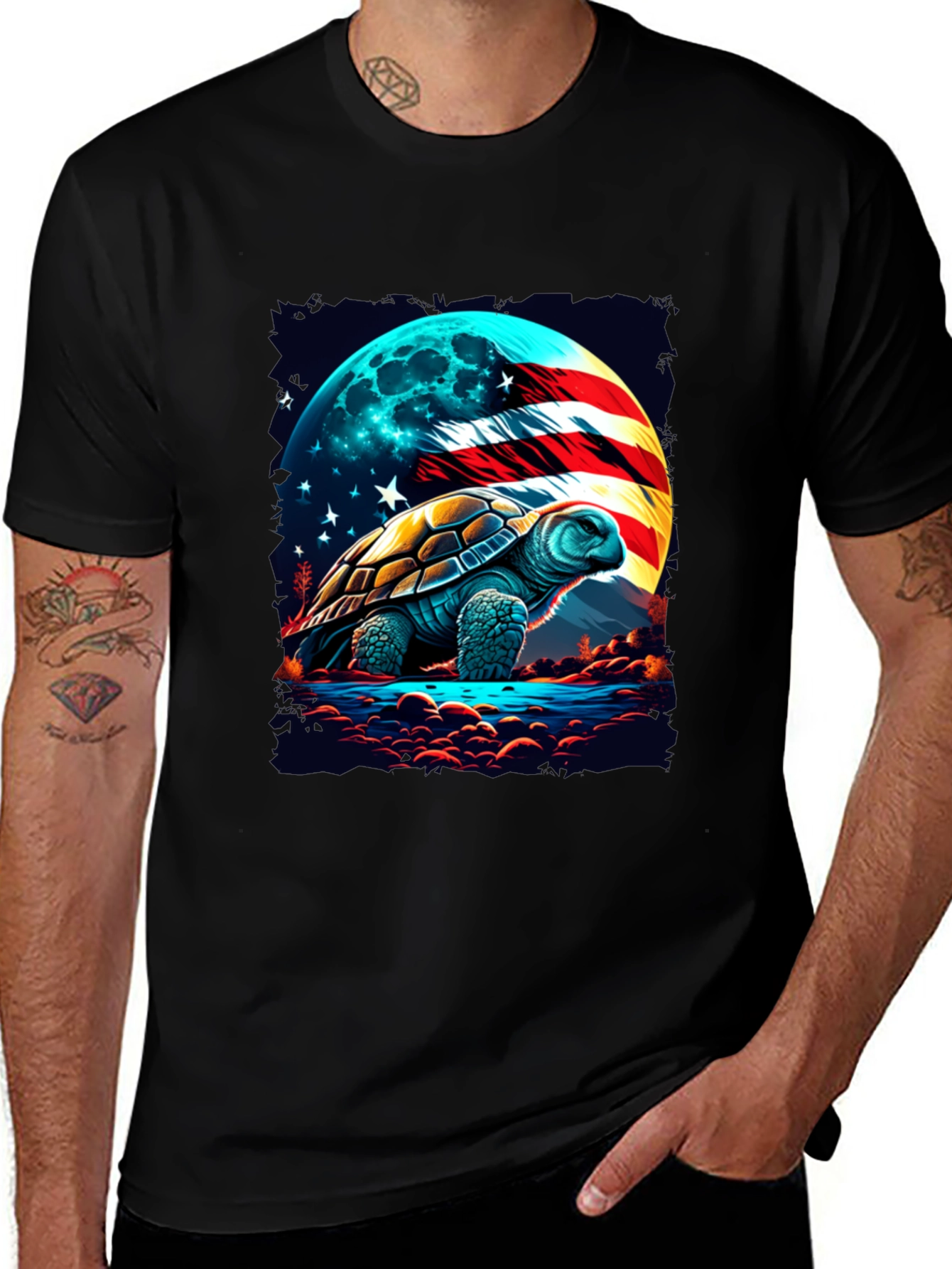 Variant 19 of Patriotic Turtle Graphic T-Shirt