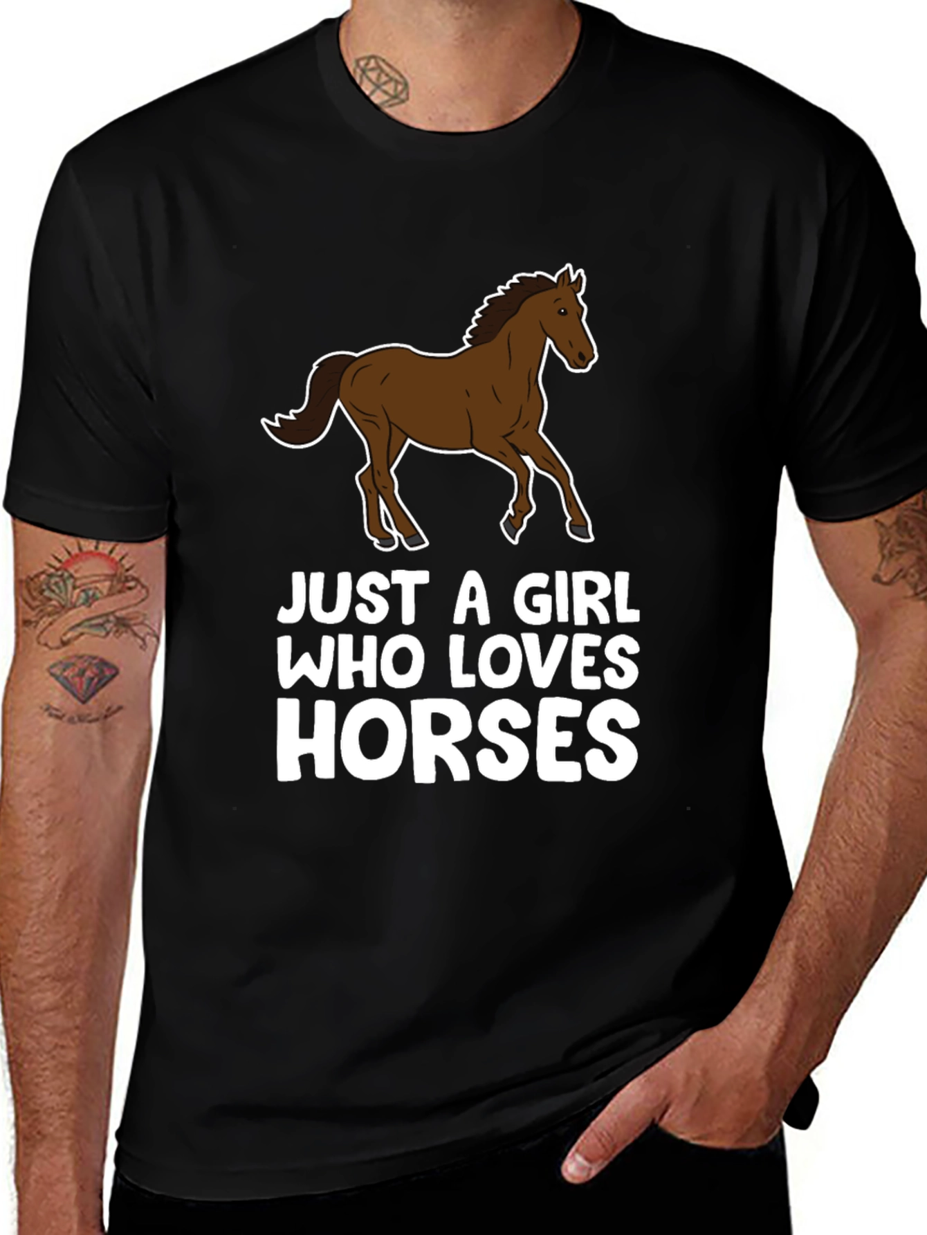 Variant 7 of Just A Girl Who Loves Horses Black T-Shirt