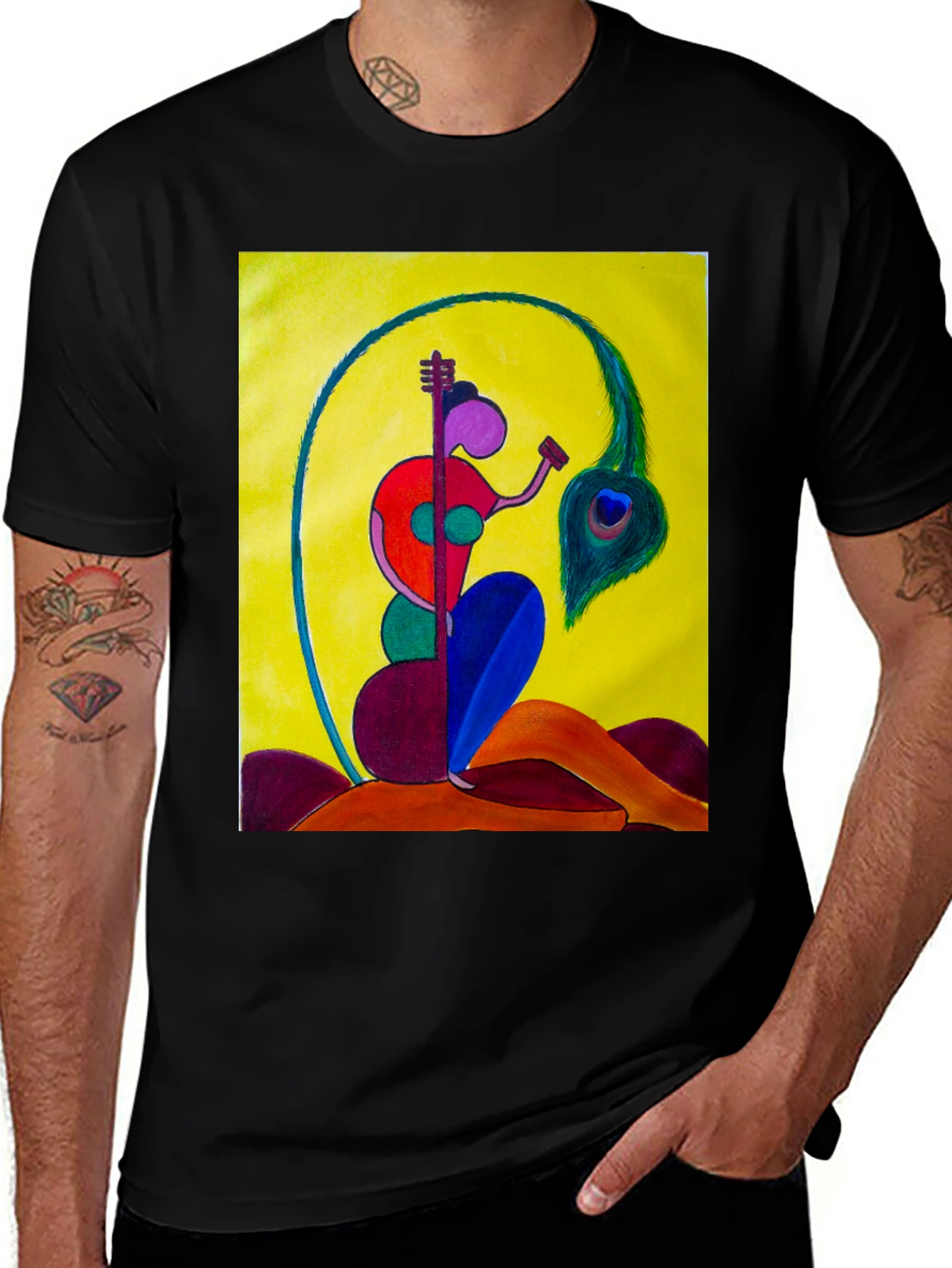 Variant 8 of Abstract Art Printed Black T-Shirt