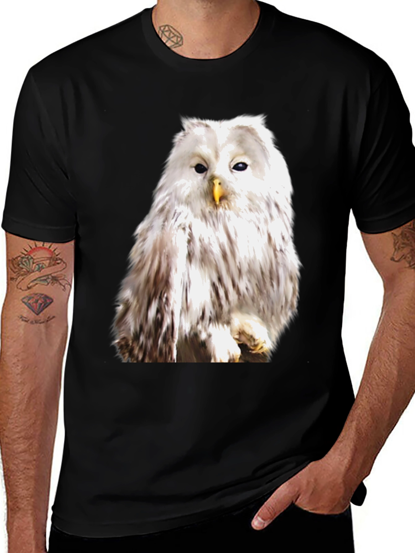 Variant 24 of Owl Graphic Print Black T-Shirt