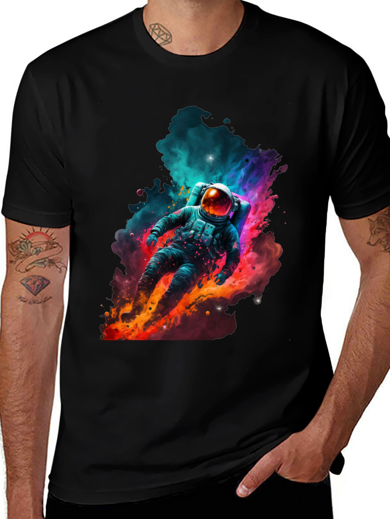 Variant 8 of Astronaut in Space Graphic T-Shirt - Men's Black Tee