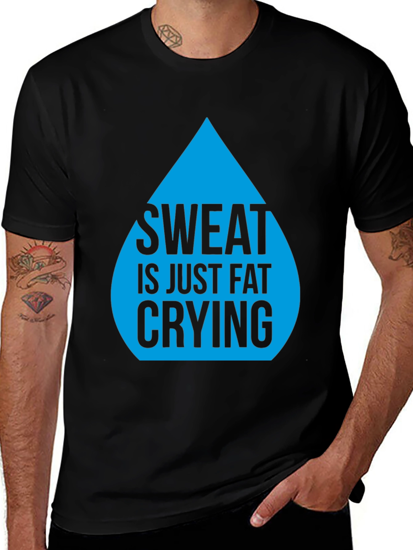 Sweat is Just Fat Crying Funny Gym T-Shirt