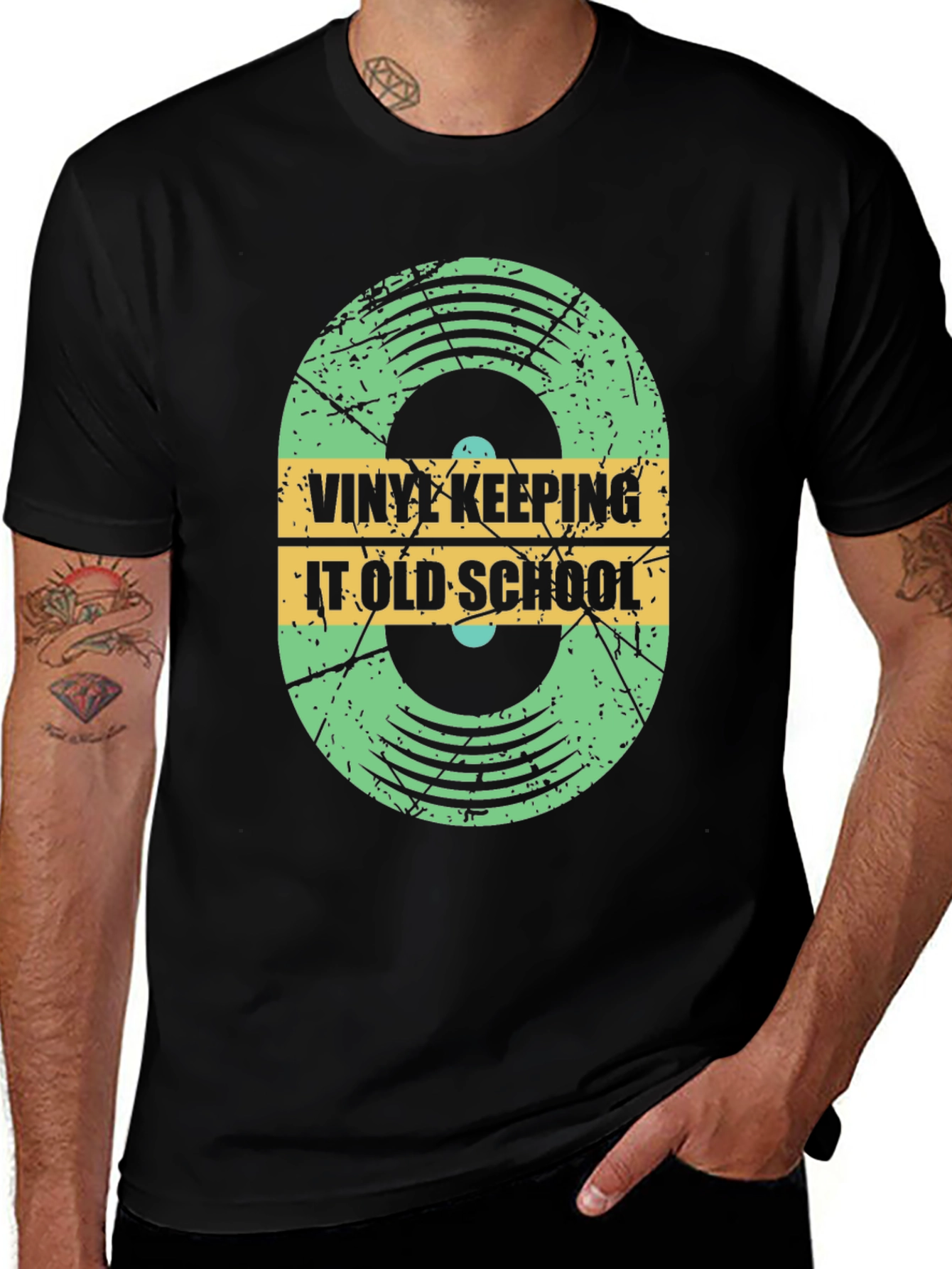 Variant 11 of Vinyl Keeping It Old School Black T-Shirt