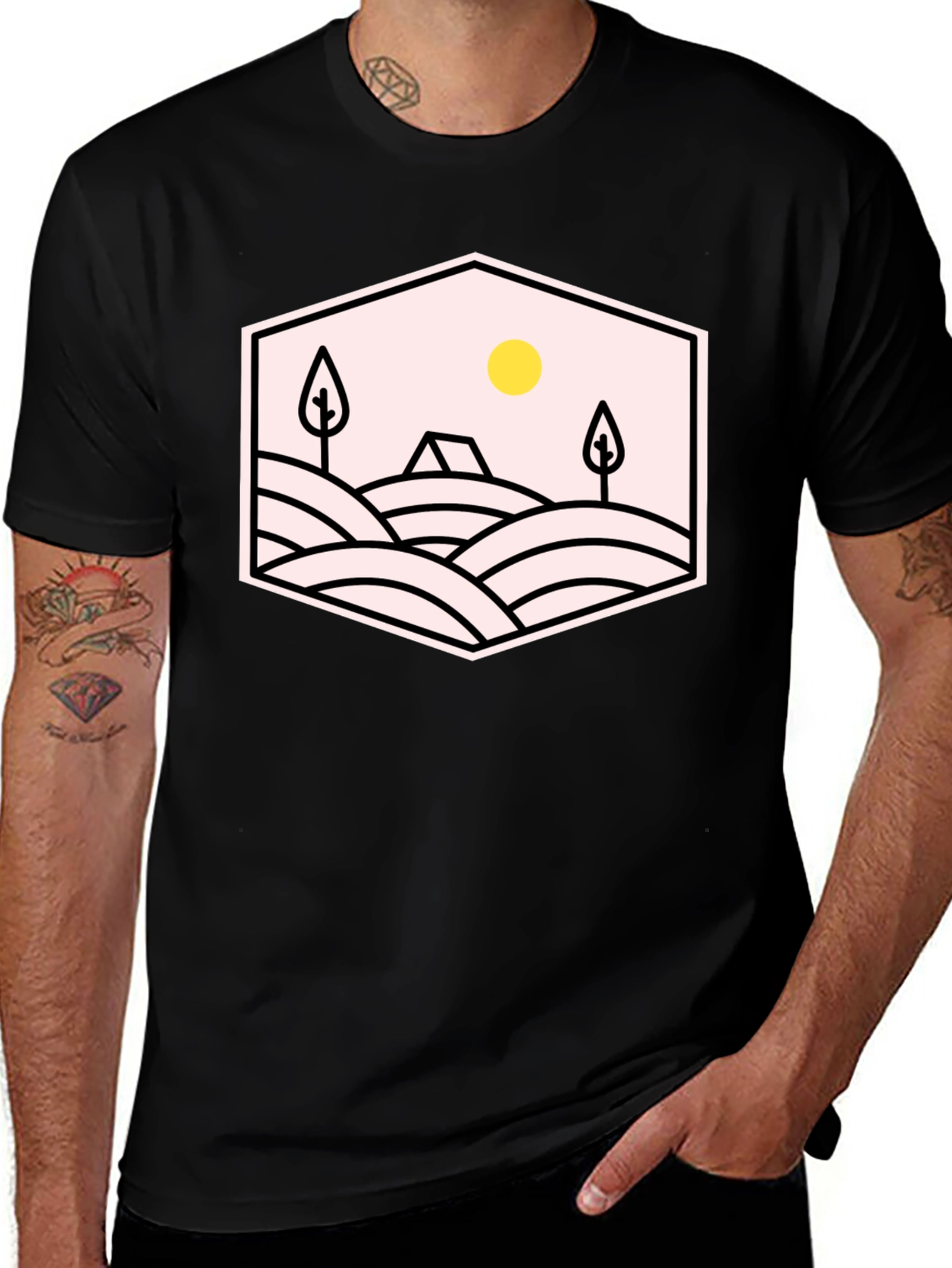 Variant 24 of Camping Scene Black Graphic Tee