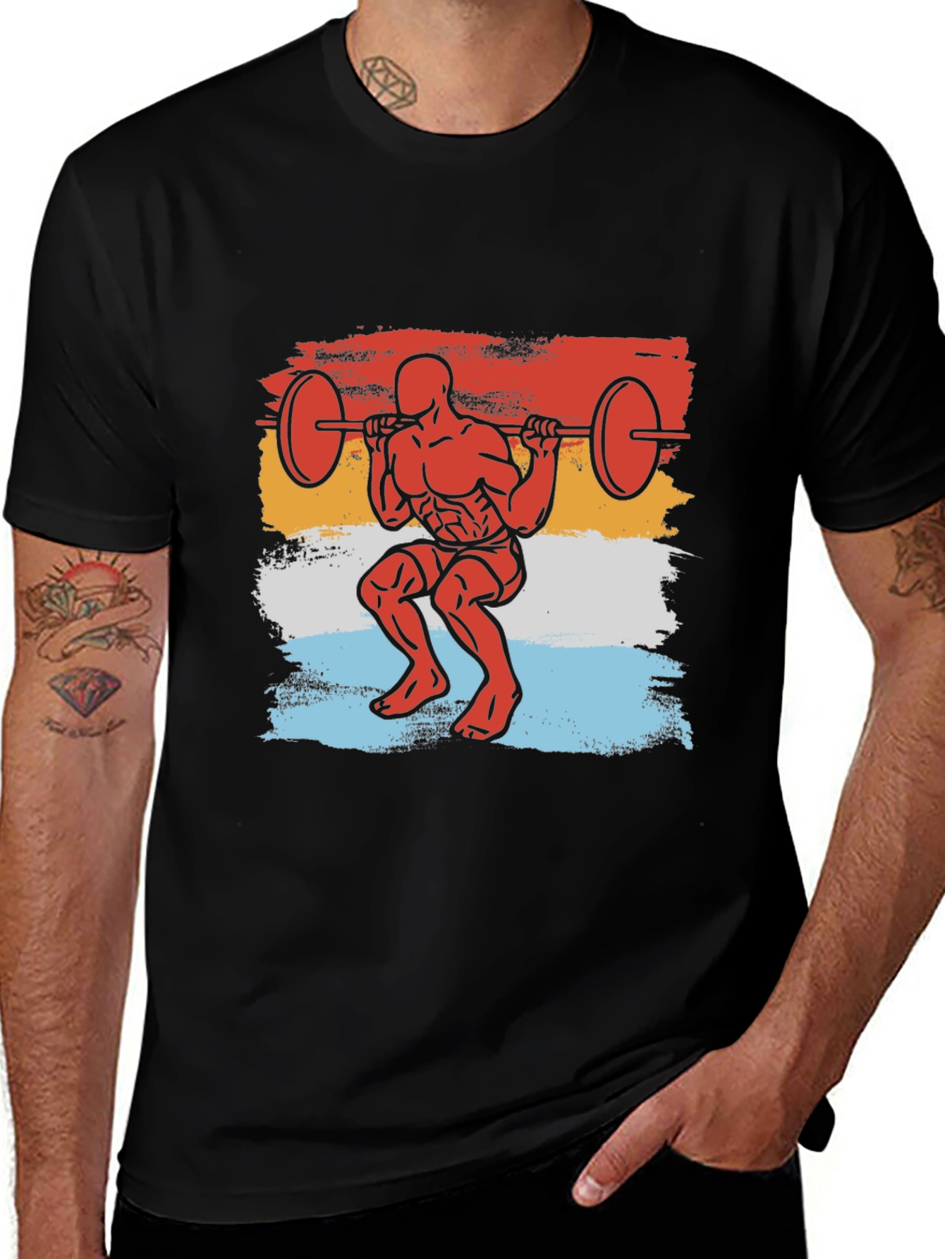 Variant 25 of Retro Gym Workout T-Shirt - Weightlifting Squat Design