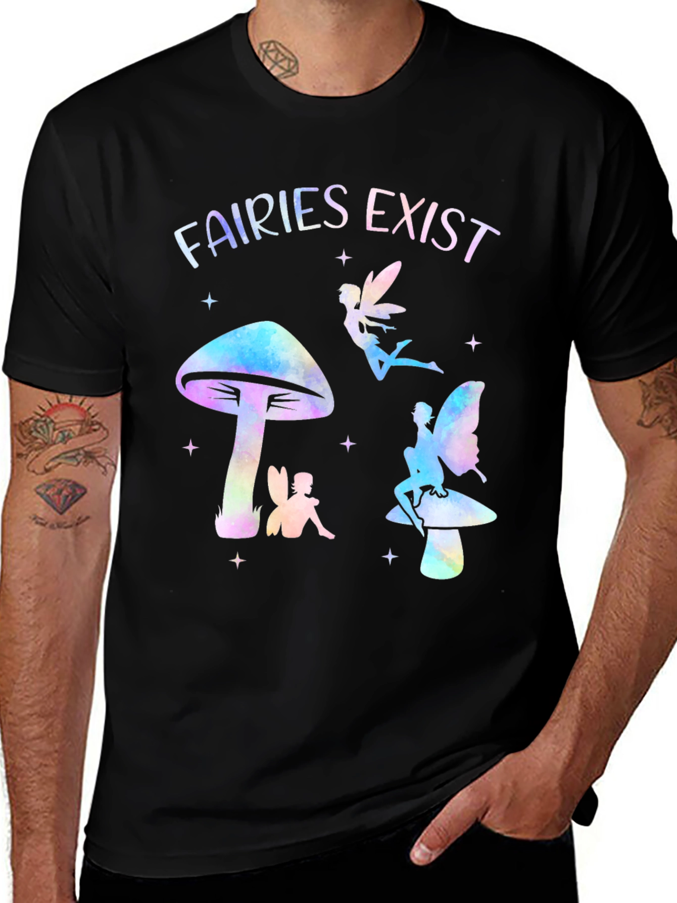 Fairies Exist Graphic Tee - Magical Mushroom Design