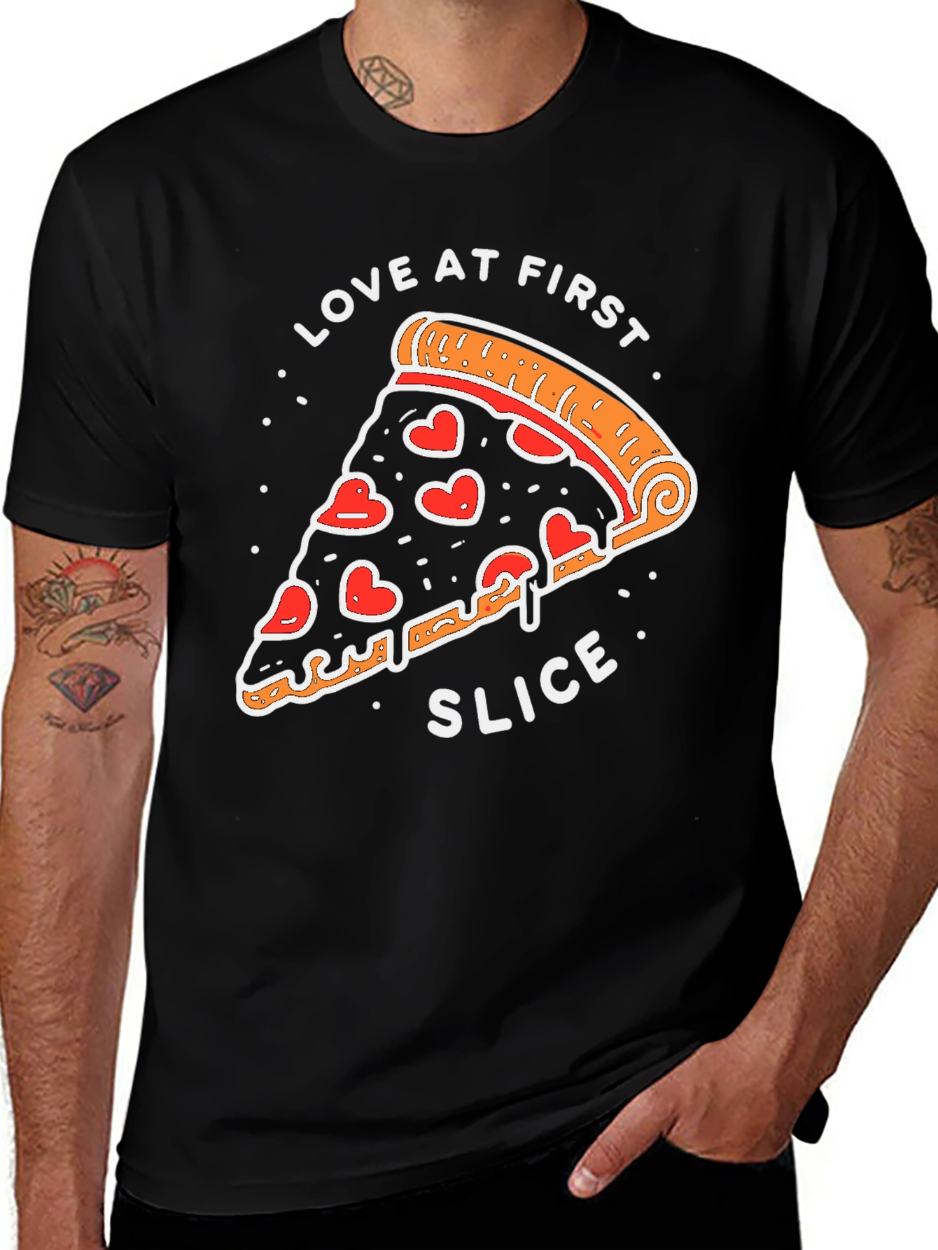 Variant 24 of Love at First Slice Pizza Graphic Tee - Black T-Shirt