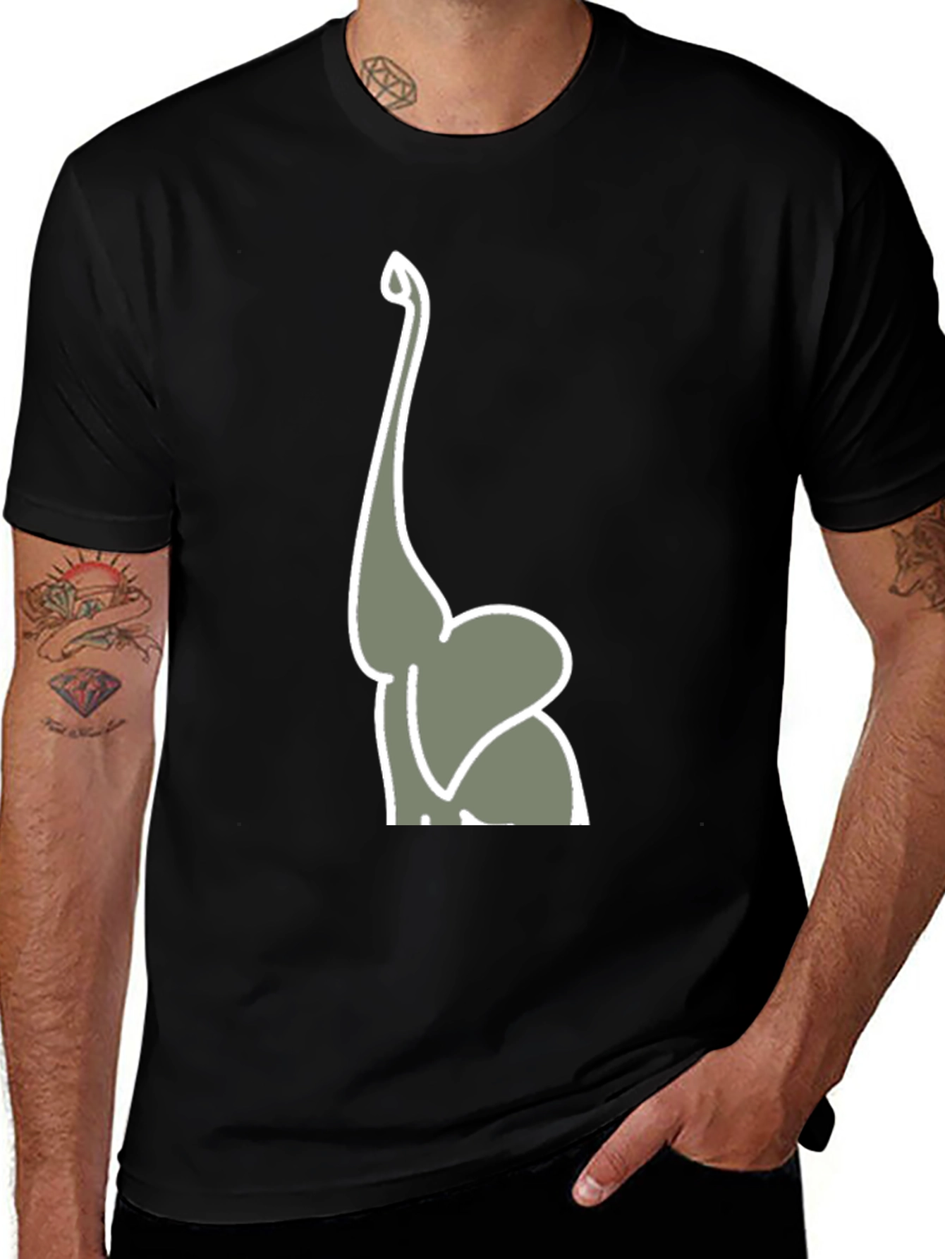 Variant 8 of Elephant Trunk Graphic Tee - Men's Black T-Shirt