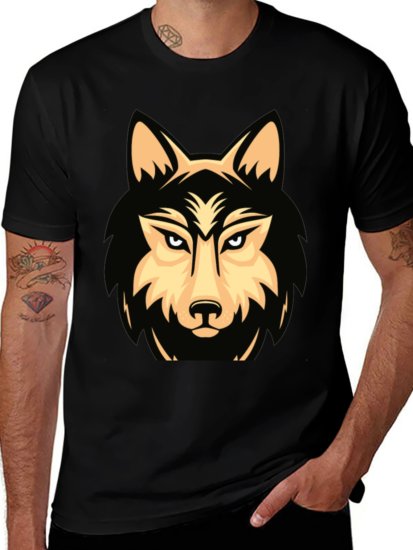 Variant 11 of Wolf Graphic Print Black T-Shirt