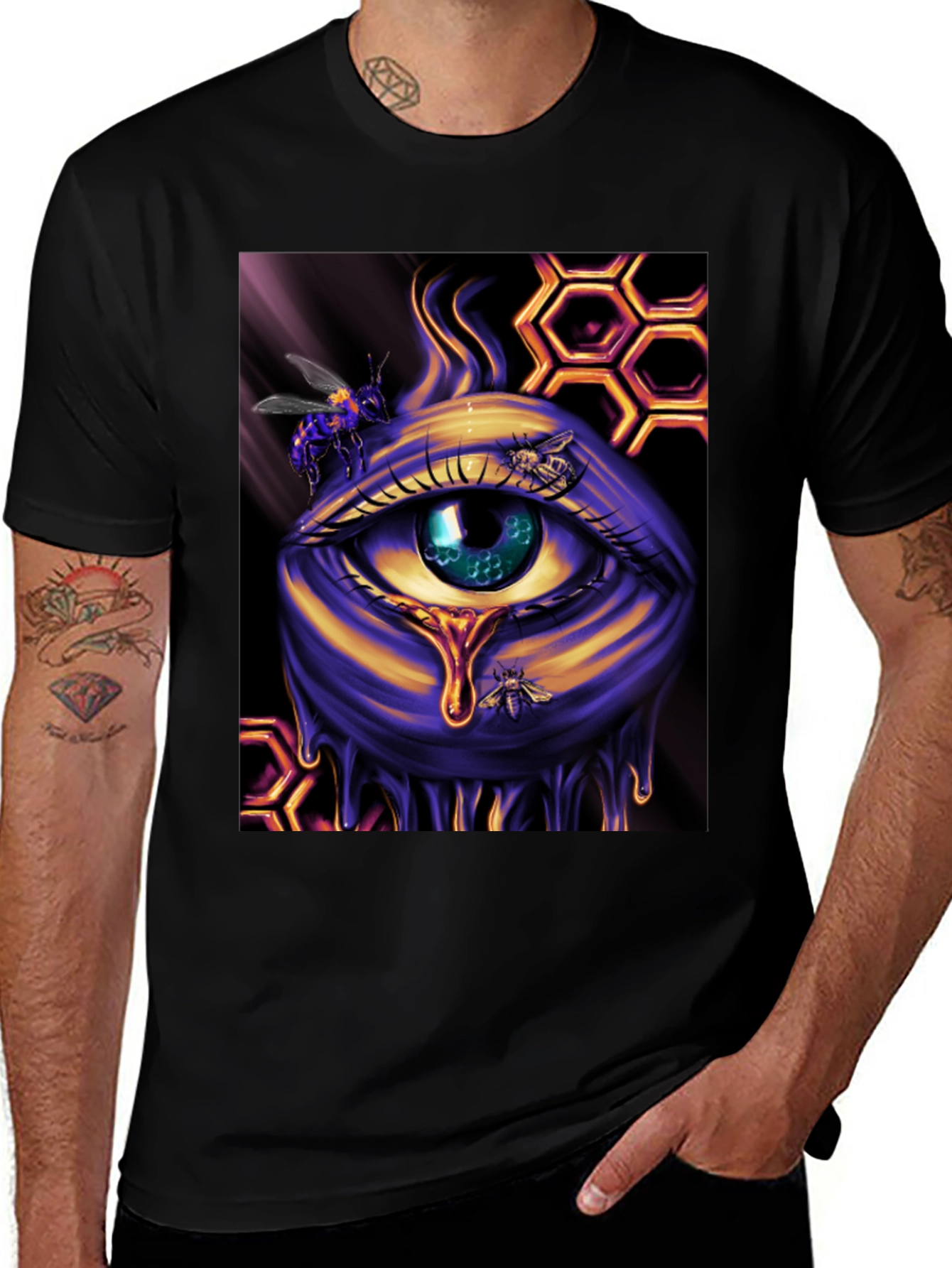 Variant 8 of Surreal Honey Bee Eye Graphic T-Shirt