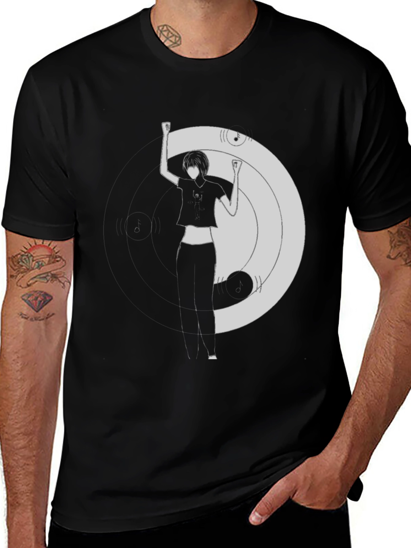 Variant 6 of Modern Graphic Print Black T-Shirt